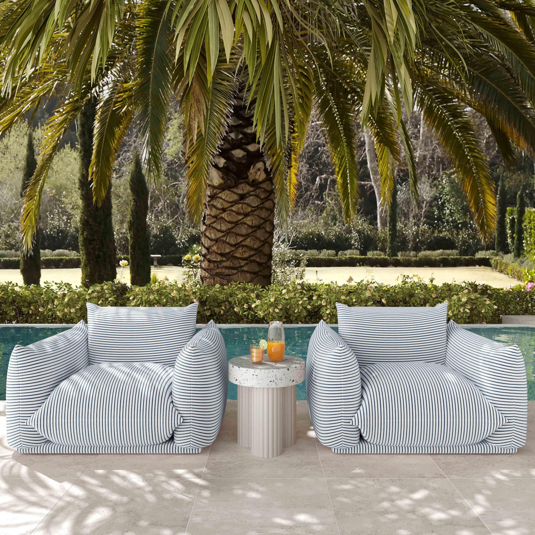 Saint Tropez Striped Stuffed Indoor/Outdoor Armchair