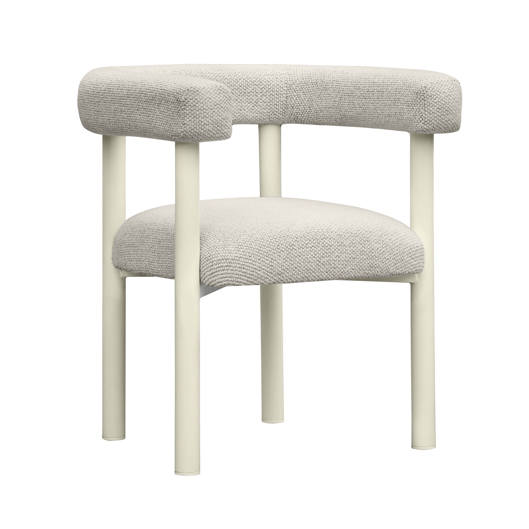 Jackie Cream Textured Contract-Grade Fabric Outdoor Dining Chair