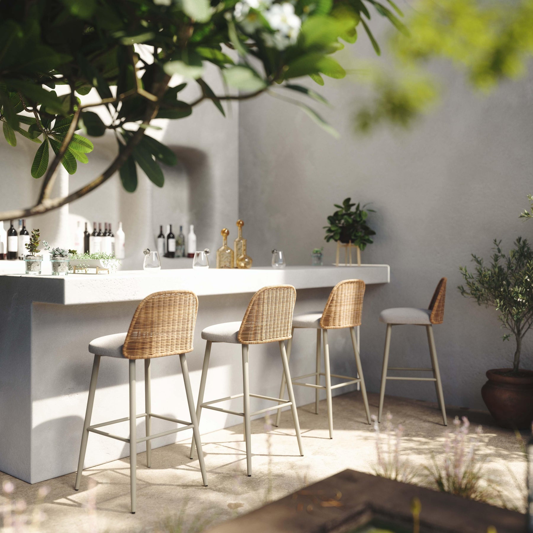 Alexa Performance Fabric Outdoor Stool