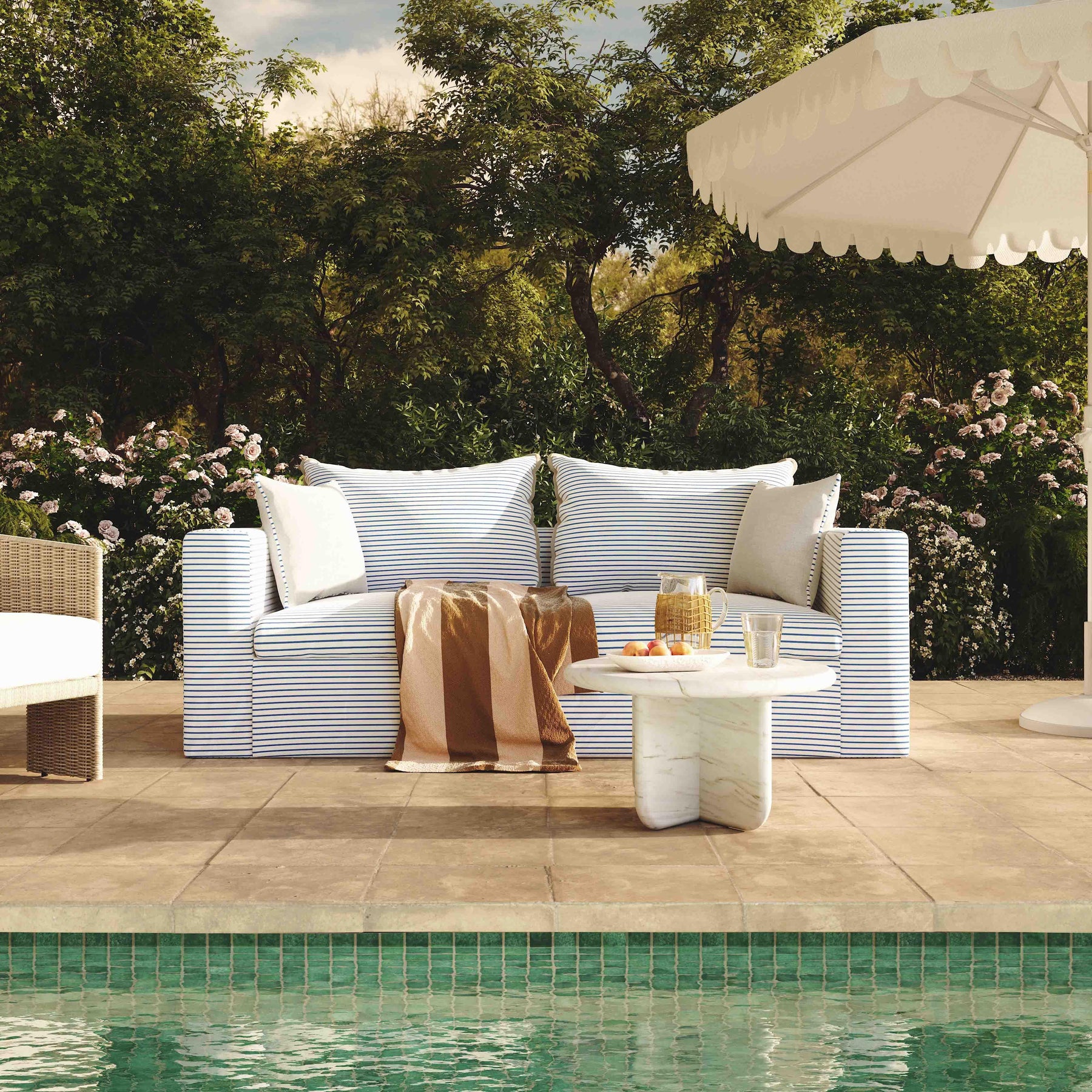 Salty 84.5" Striped Contract-Grade Indoor/Outdoor Sofa