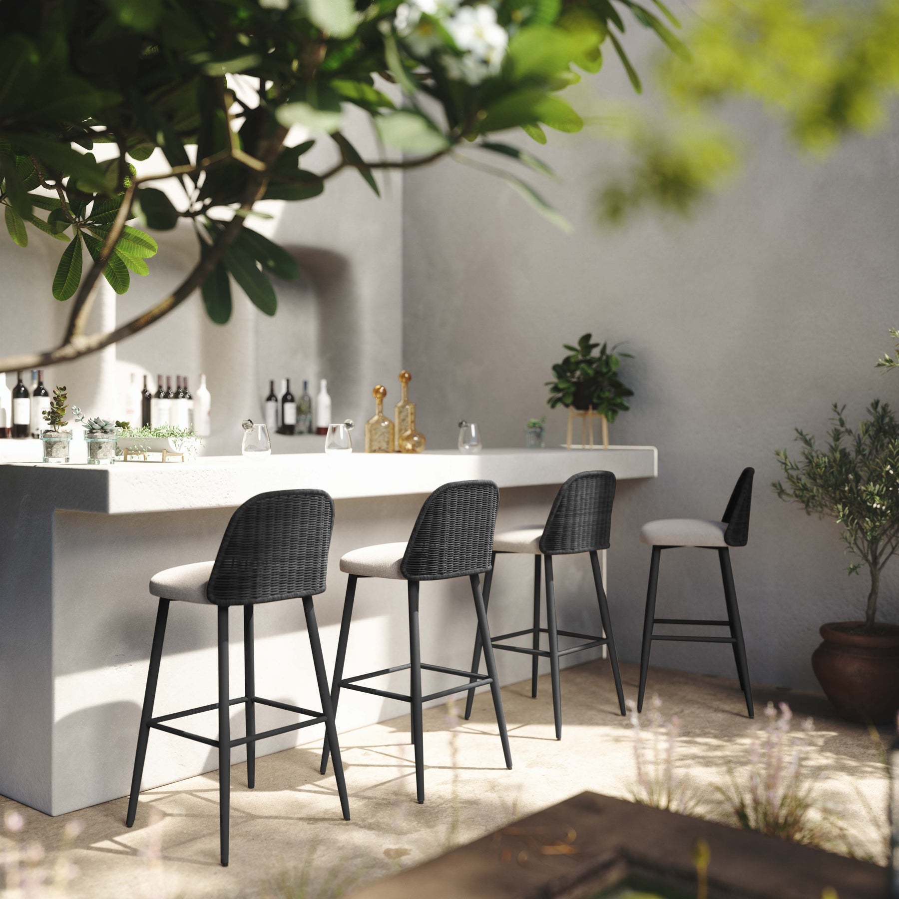 Alexa Performance Fabric Outdoor Stool