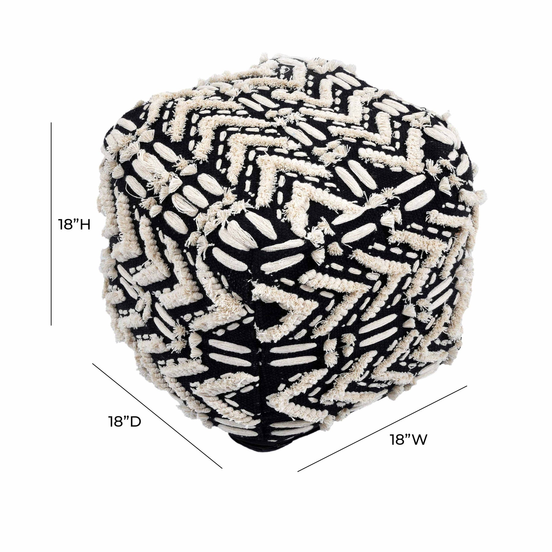 Mariel Black Cotton Pouf