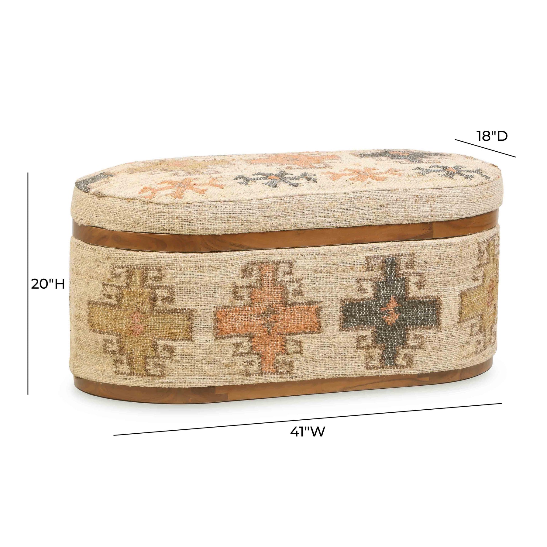 Olivier 41" Cotton Oval Storage Ottoman