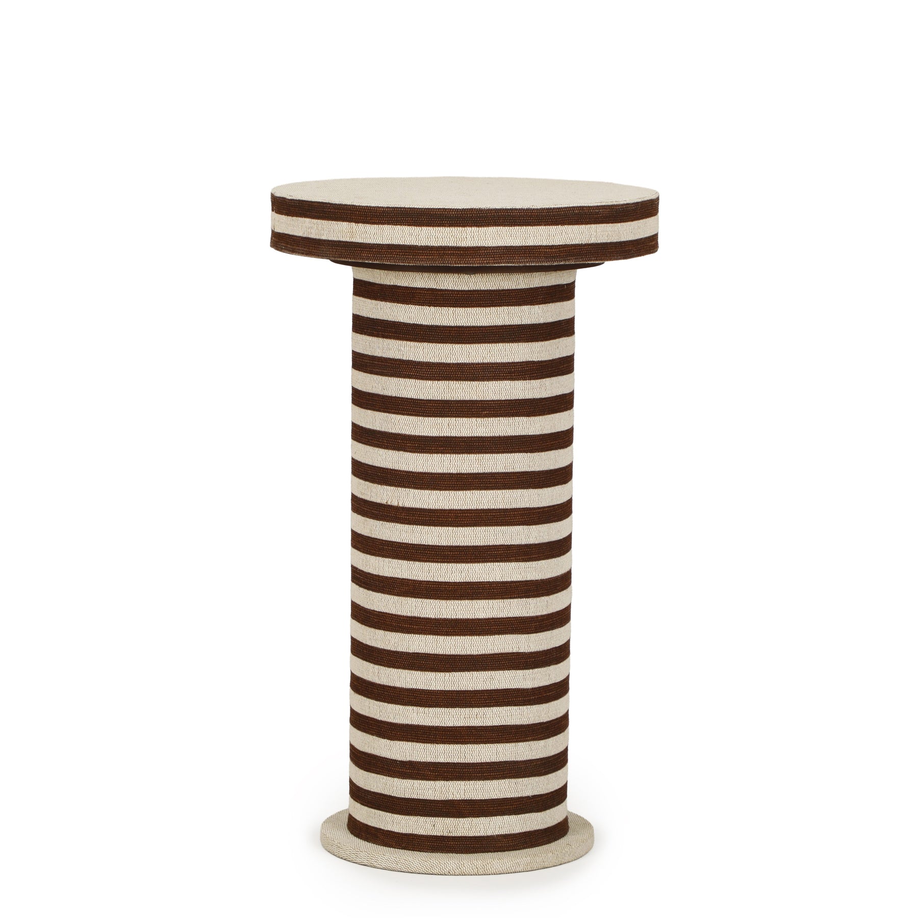 Lyra Natural Striped Cotton Jute Contract-Grade Side Table