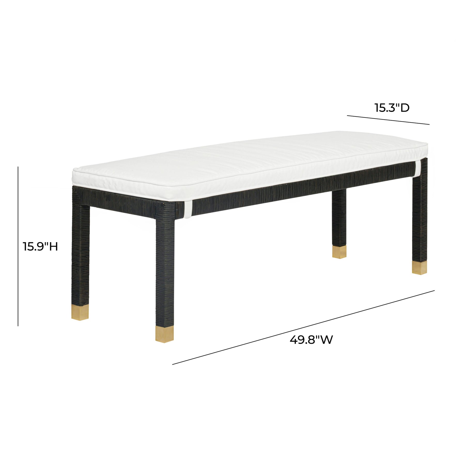 Amara 50" Woven Rattan Performance Fabric Bench