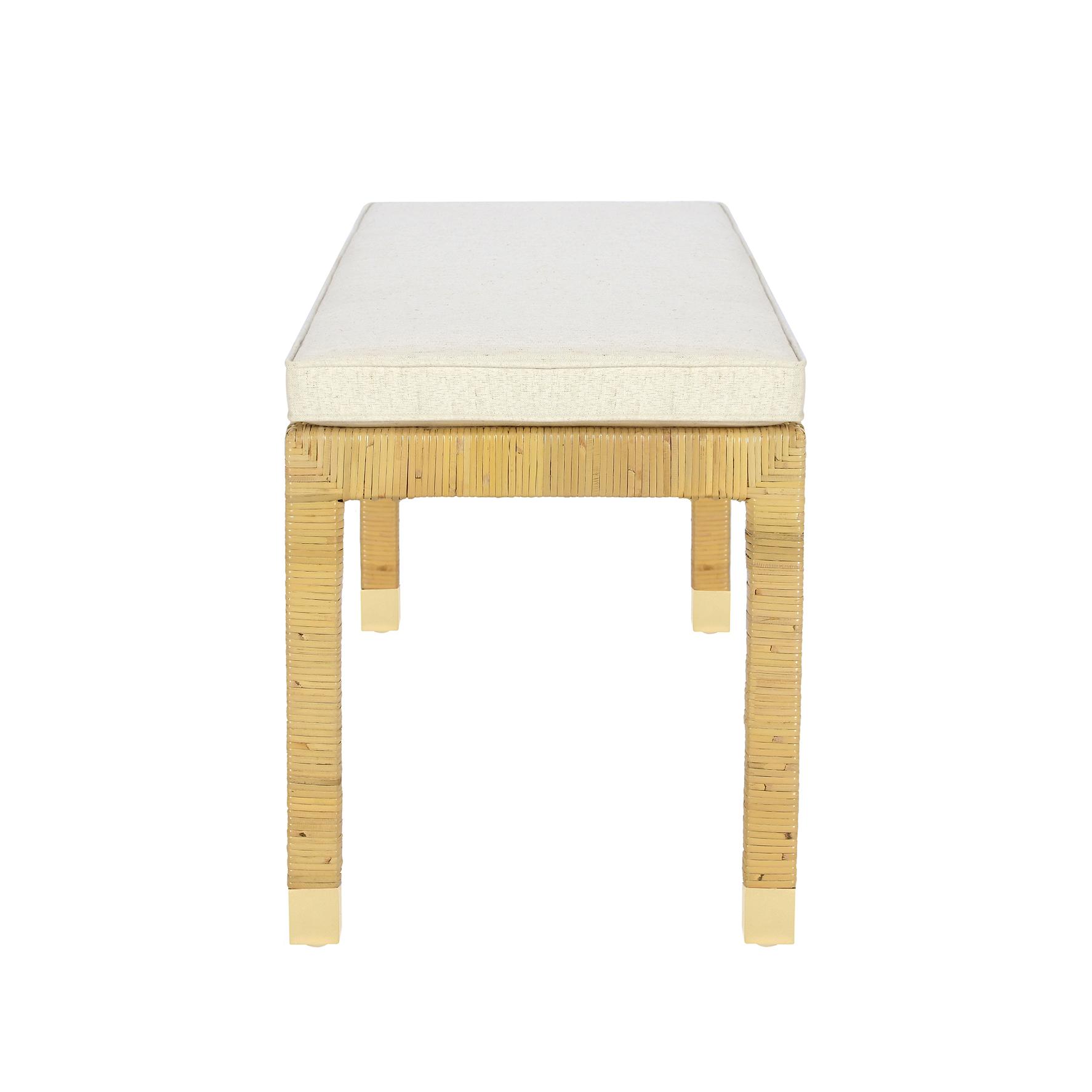 Amara Cream Contract-Grade Linen Bench