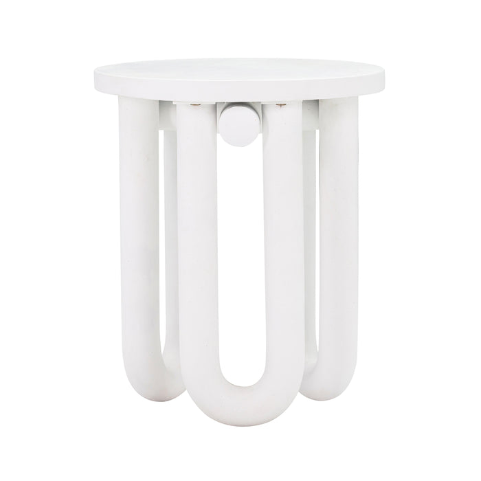 Tildy White Concrete Indoor / Outdoor Round Side Table