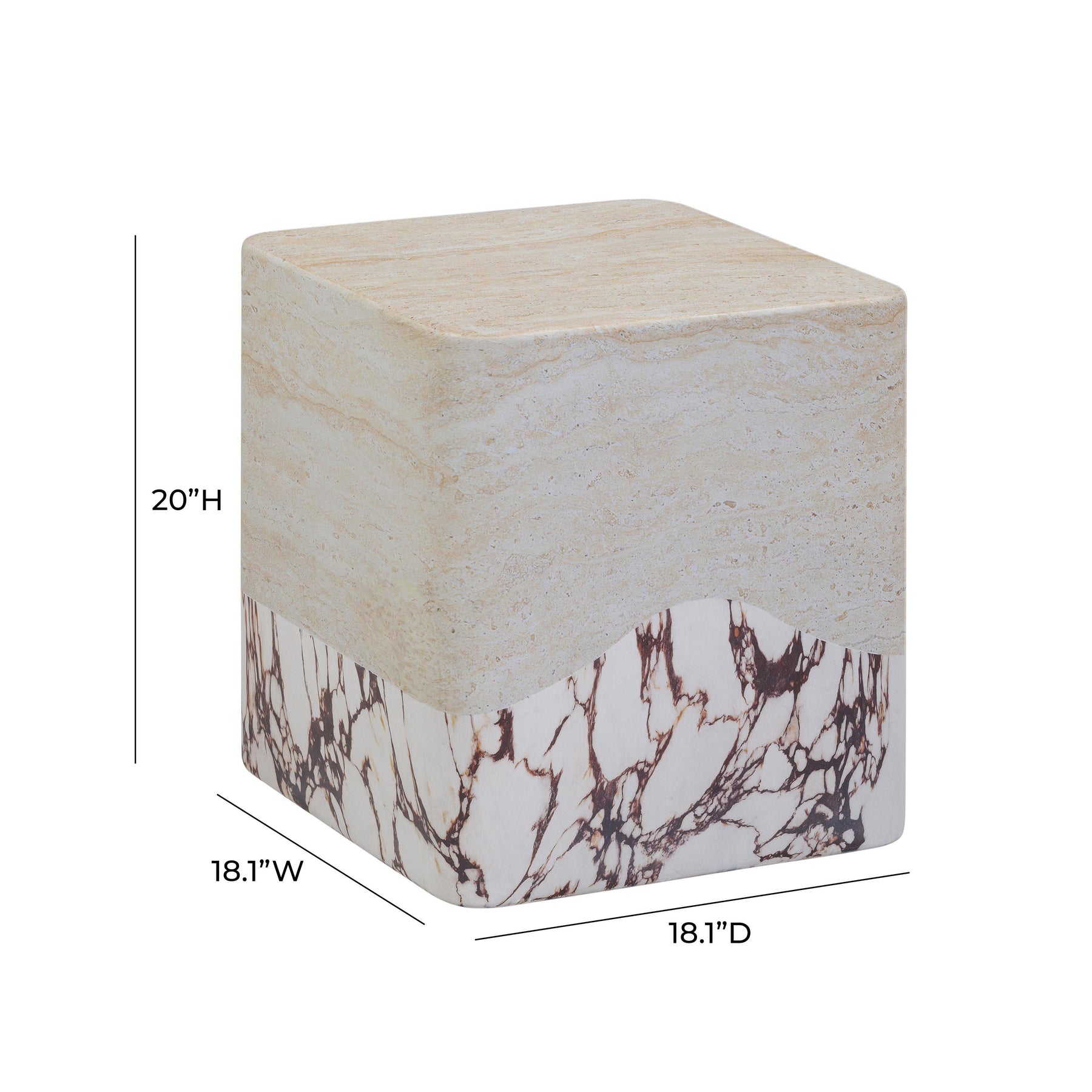 Brut Faux Travertine & Breccia Concrete Indoor/Outdoor Side Table