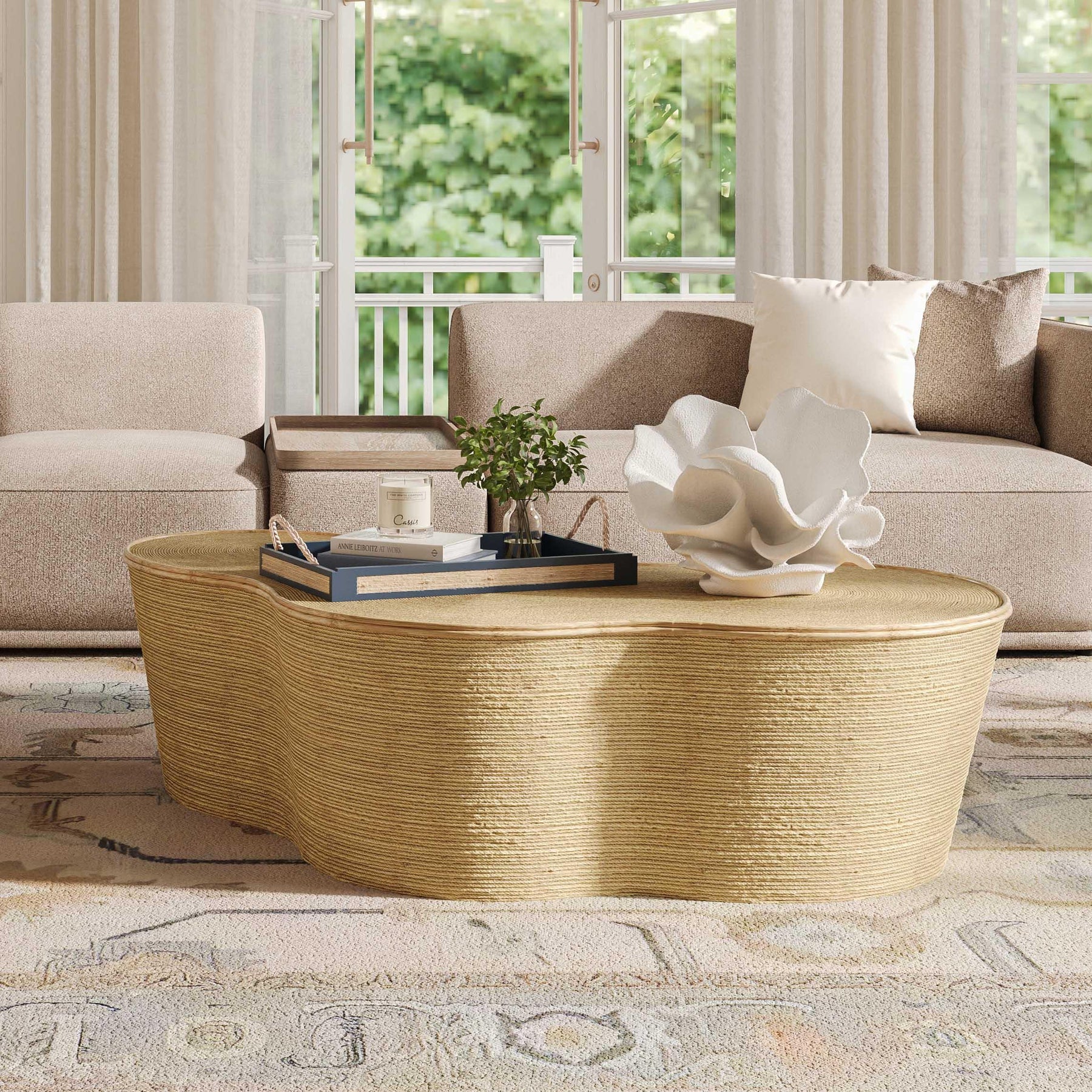 Slab 60" Natural Seagrass Coffee Table