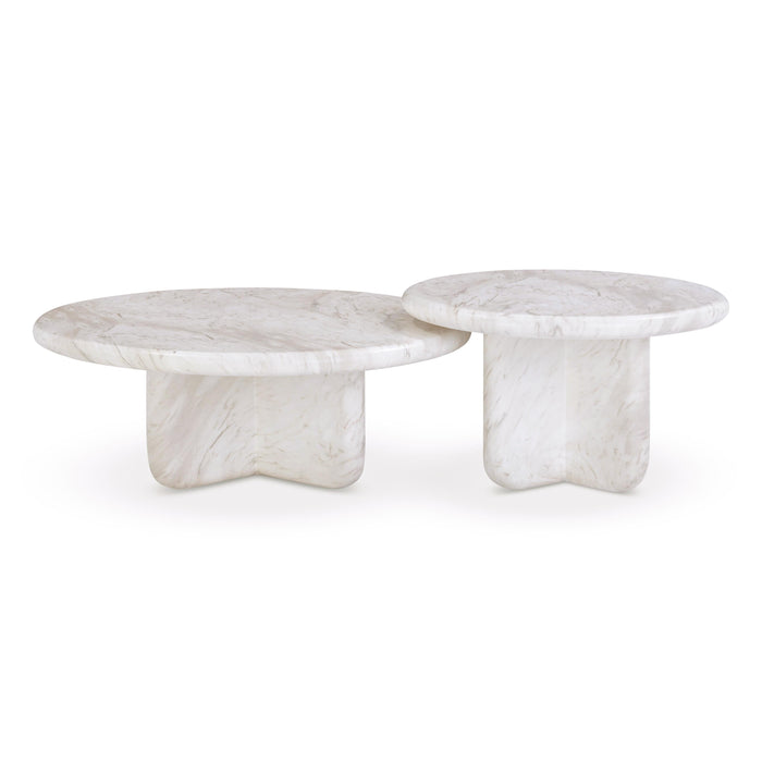 Juju 2-Piece Faux Marble Indoor/Outdoor Nesting Coffee Table Set