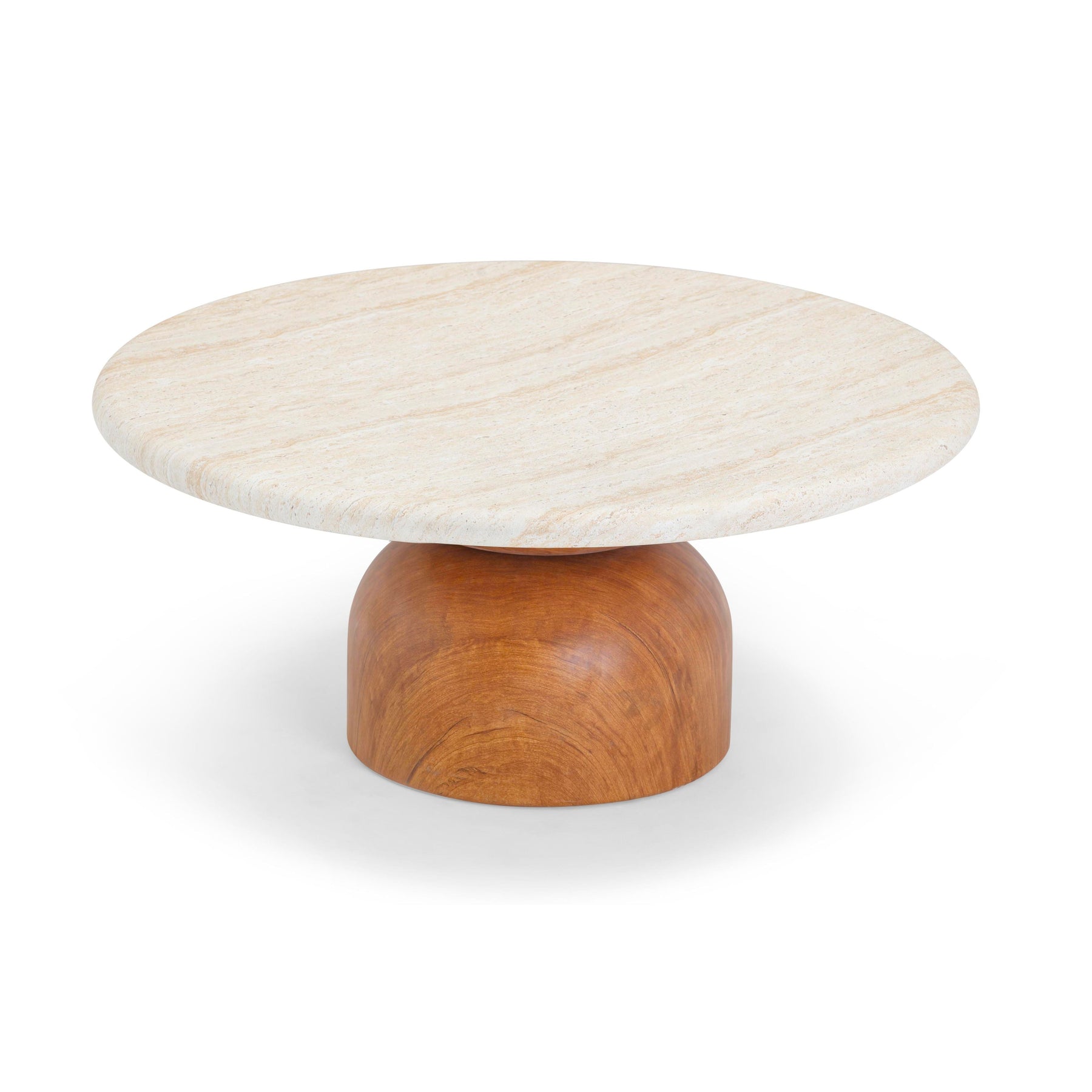 Cynthia 36" Faux Travertine Concrete Indoor/Outdoor Coffee Table