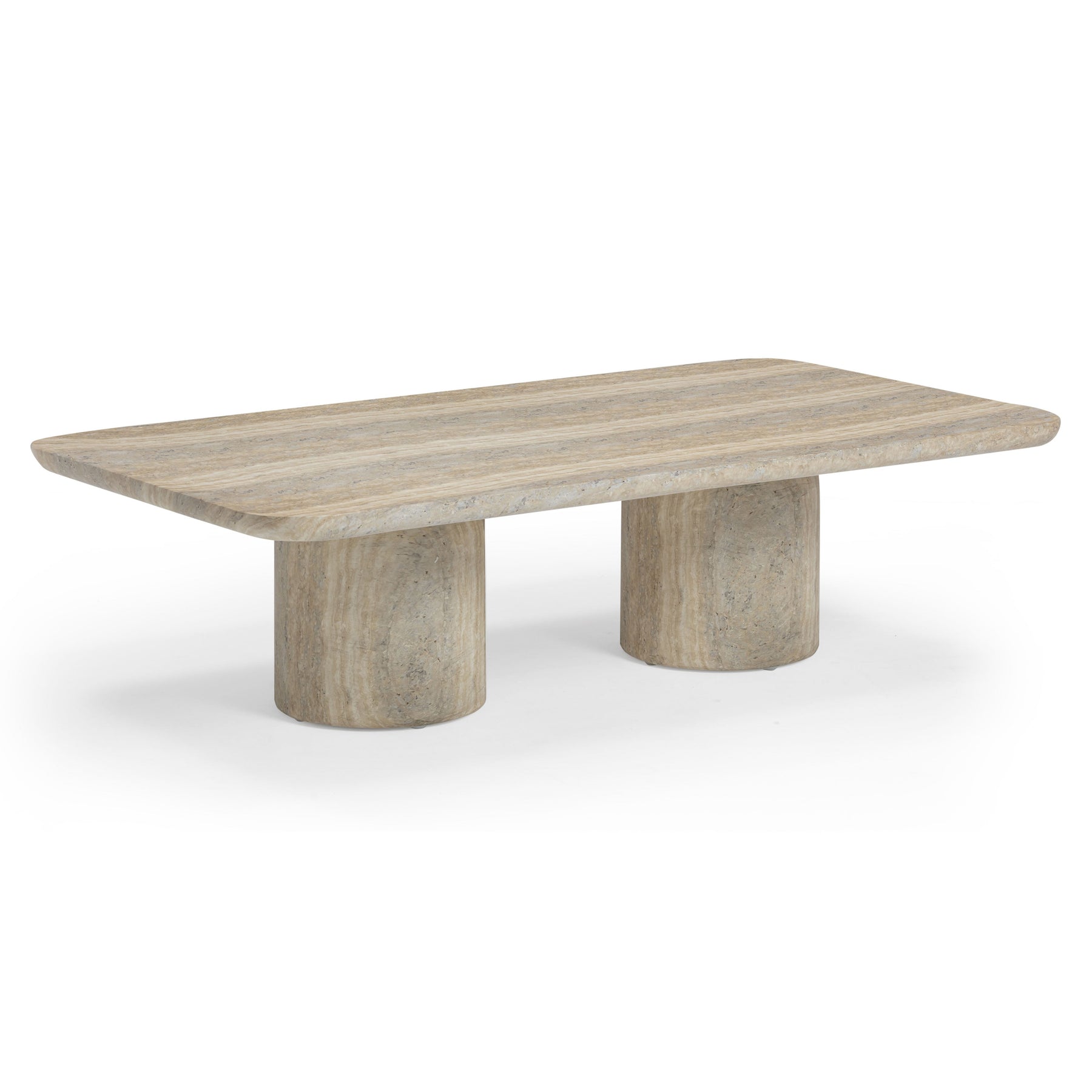 Tyche 55" Faux Travertine Indoor/Outdoor Concrete Rectangular Coffee Table