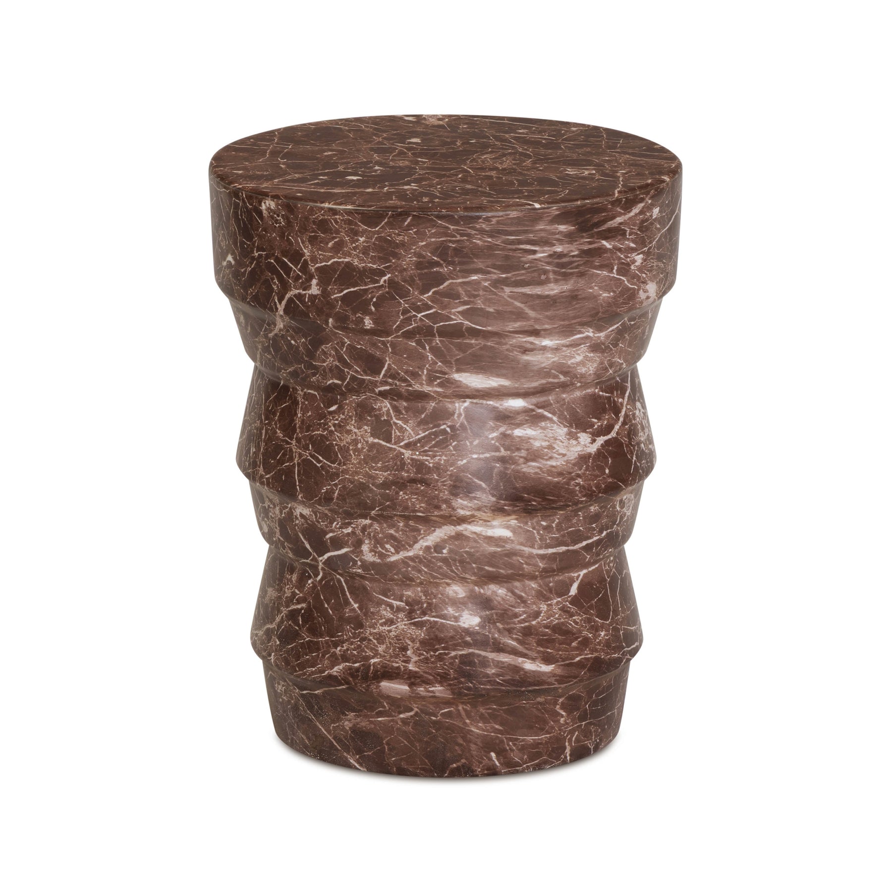 Ayon Faux Red Levanto Marble Indoor/Outdoor Concrete Side Table