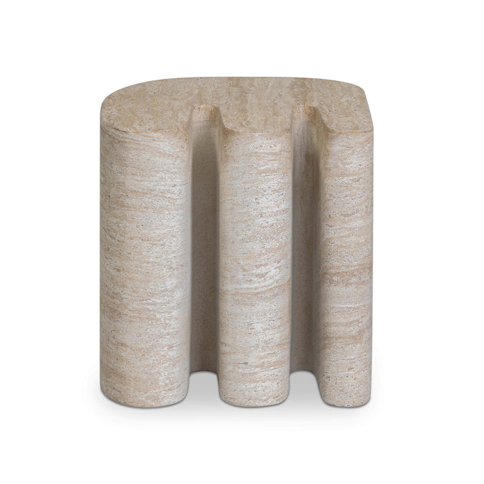 Thyme Faux Travertine Indoor/Outdoor Concrete Side Table