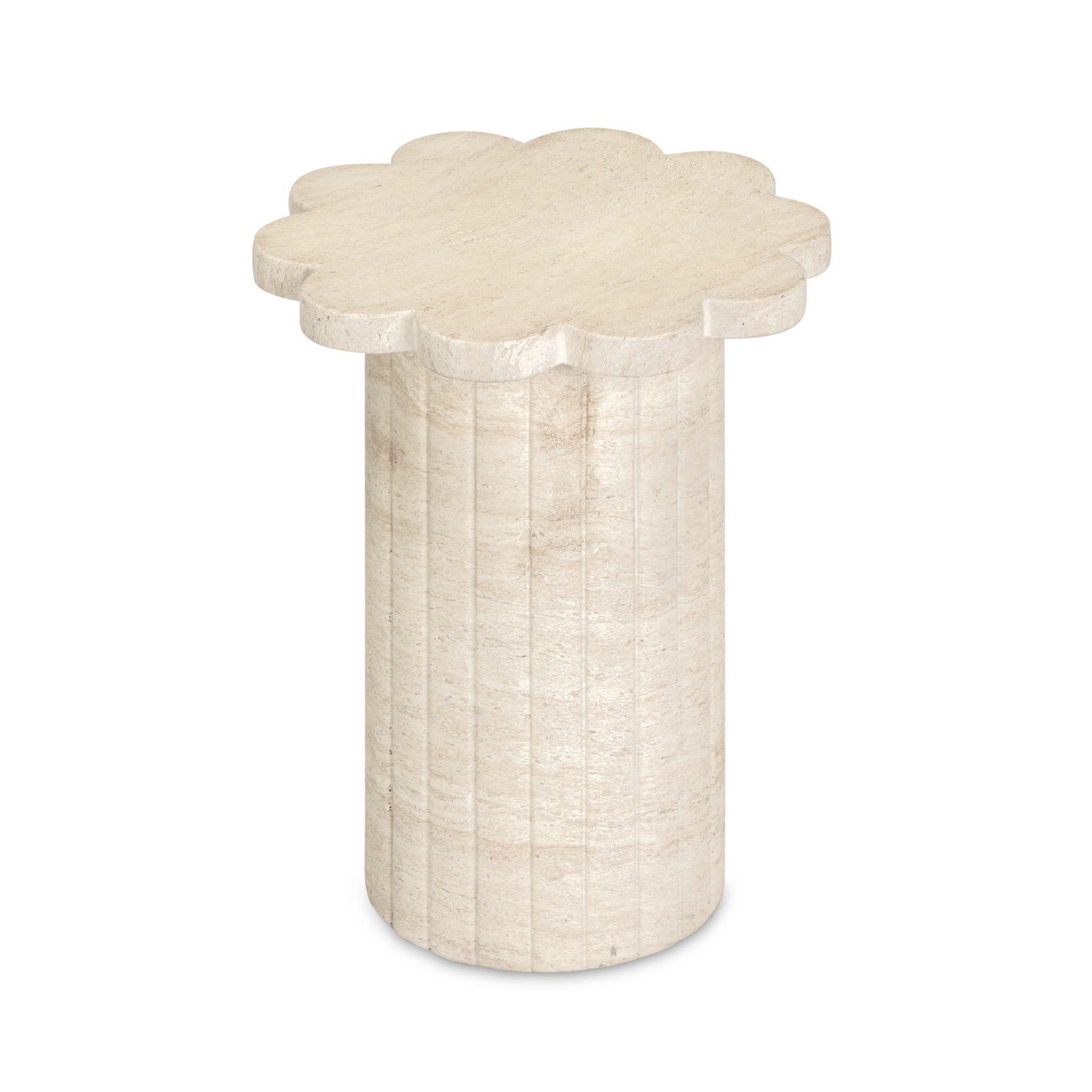 Blossom Washed Faux Travertine Indoor/Outdoor Concrete Side Table