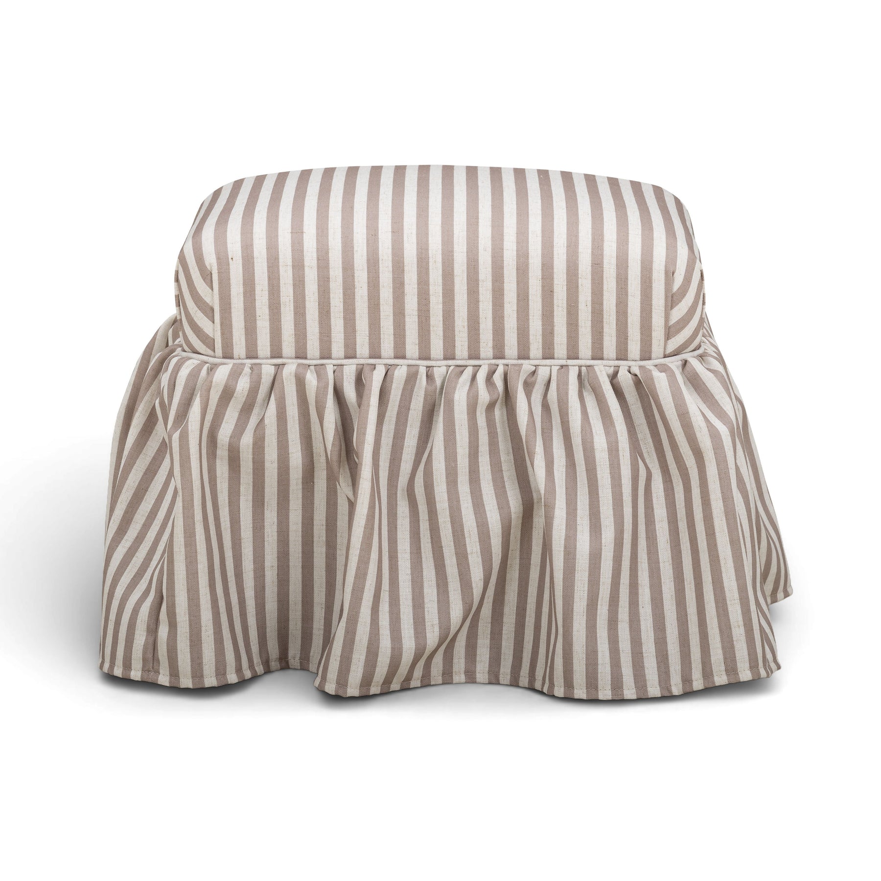 Gertrude Striped Performance Linen Skirted Ottoman