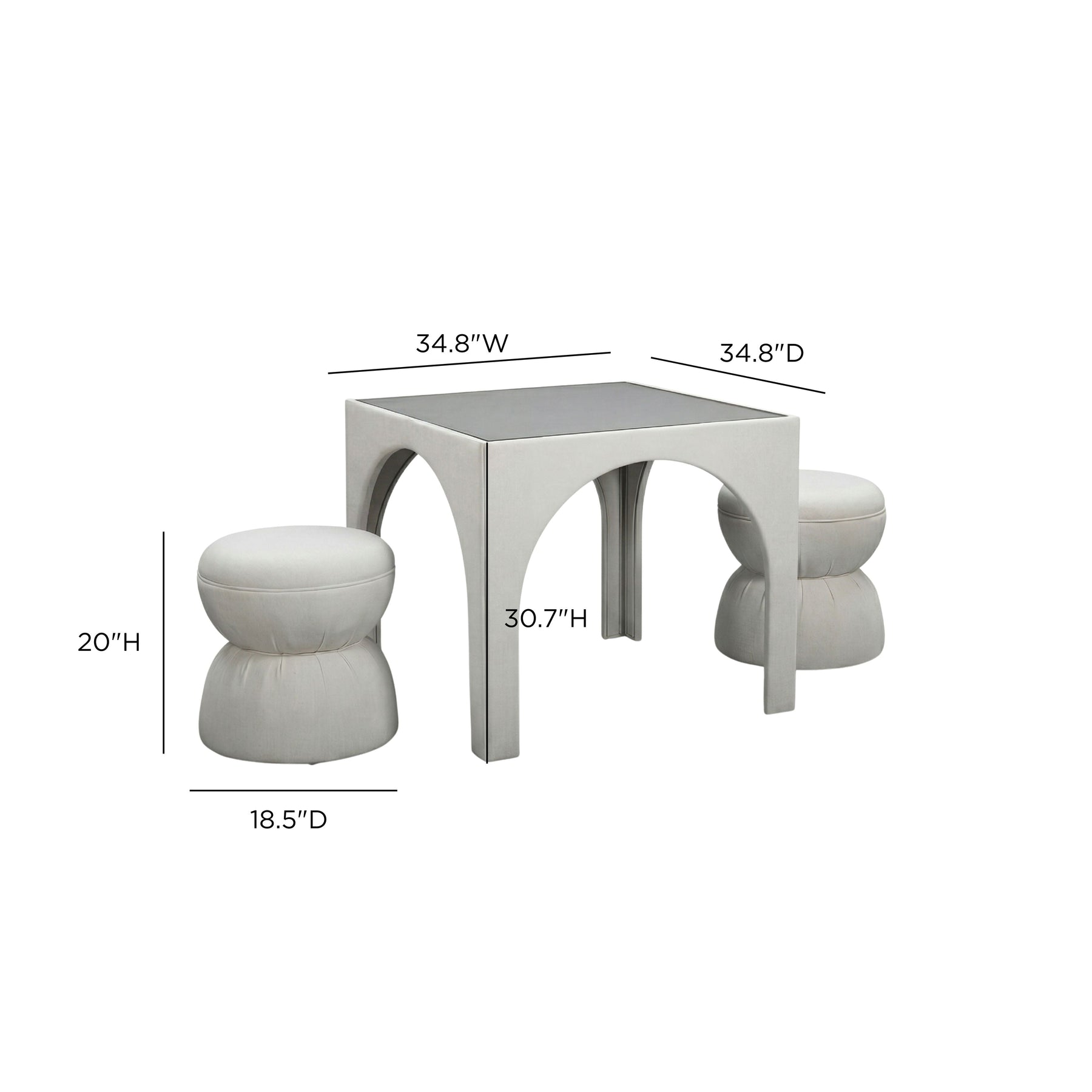 Tomlin Performance Chenille Game Table and Two Ottomans Set