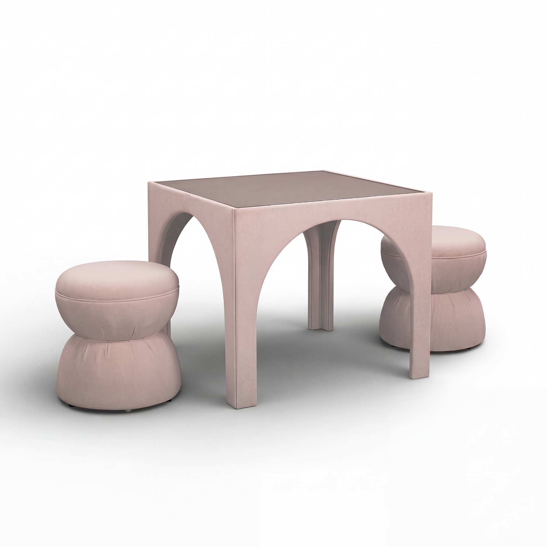 Tomlin Performance Chenille Game Table and Two Ottomans Set