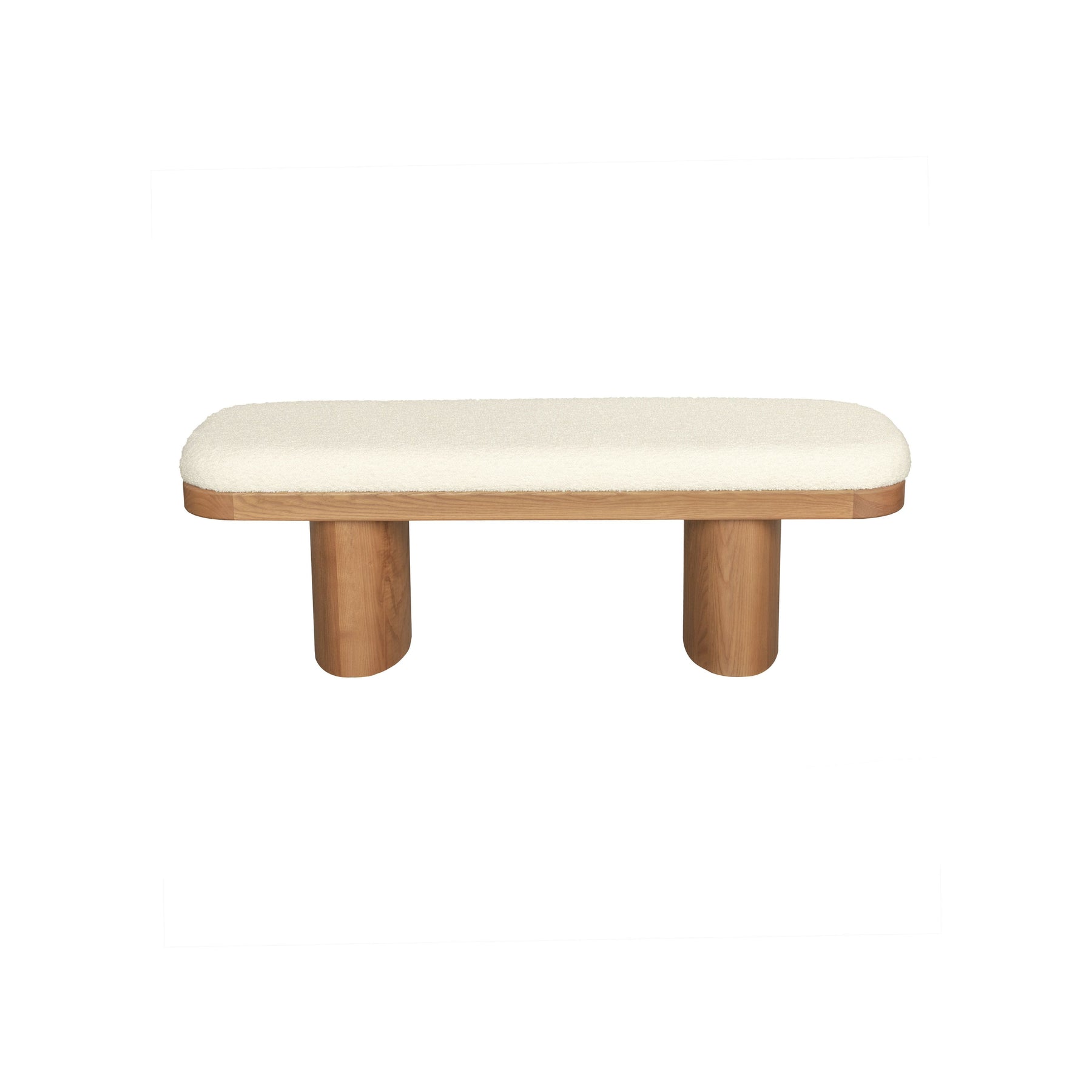 Ollie 48" White Performance Boucle Wooden Bench