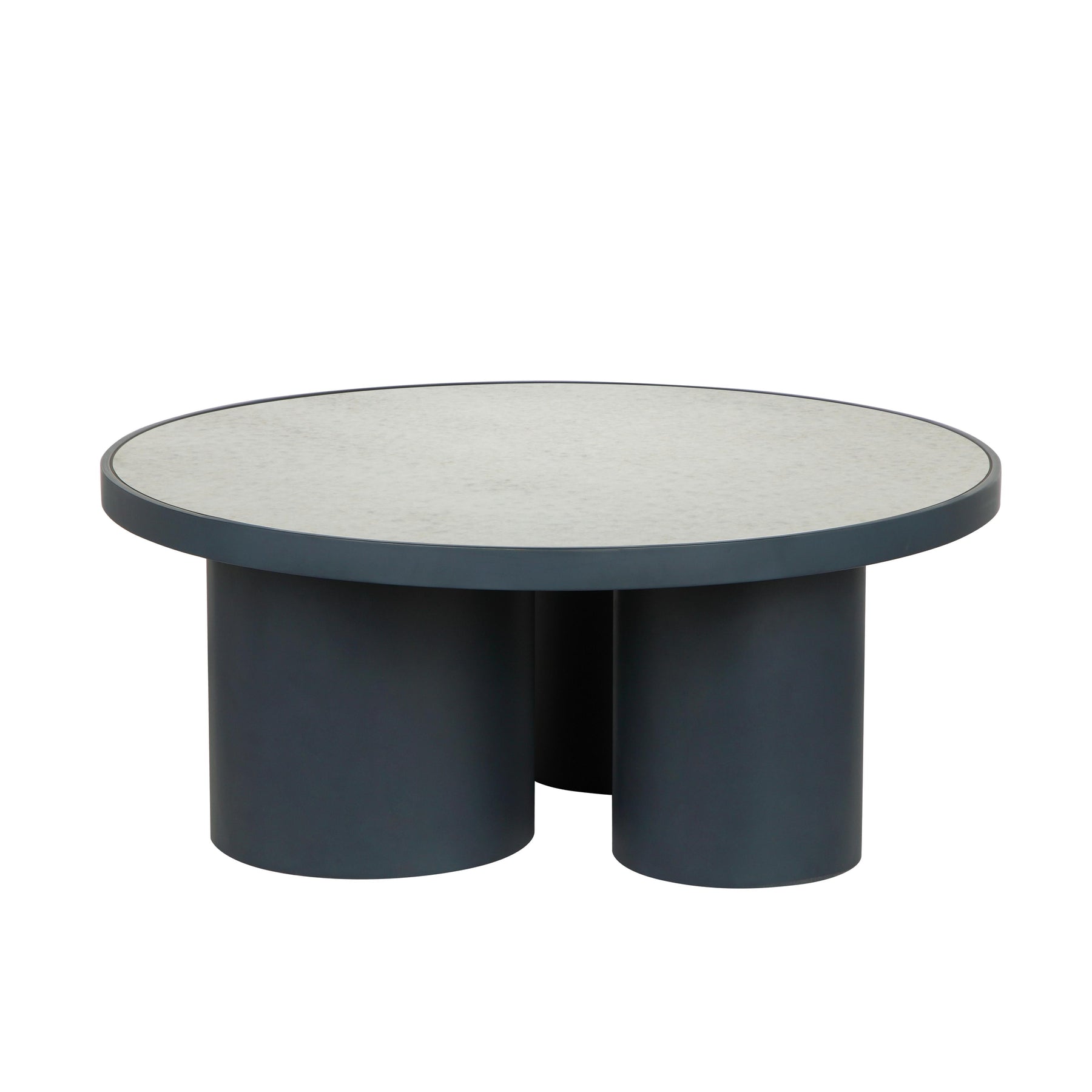 Nautilus 36" Antique Silver Mirrored Round Coffee Table
