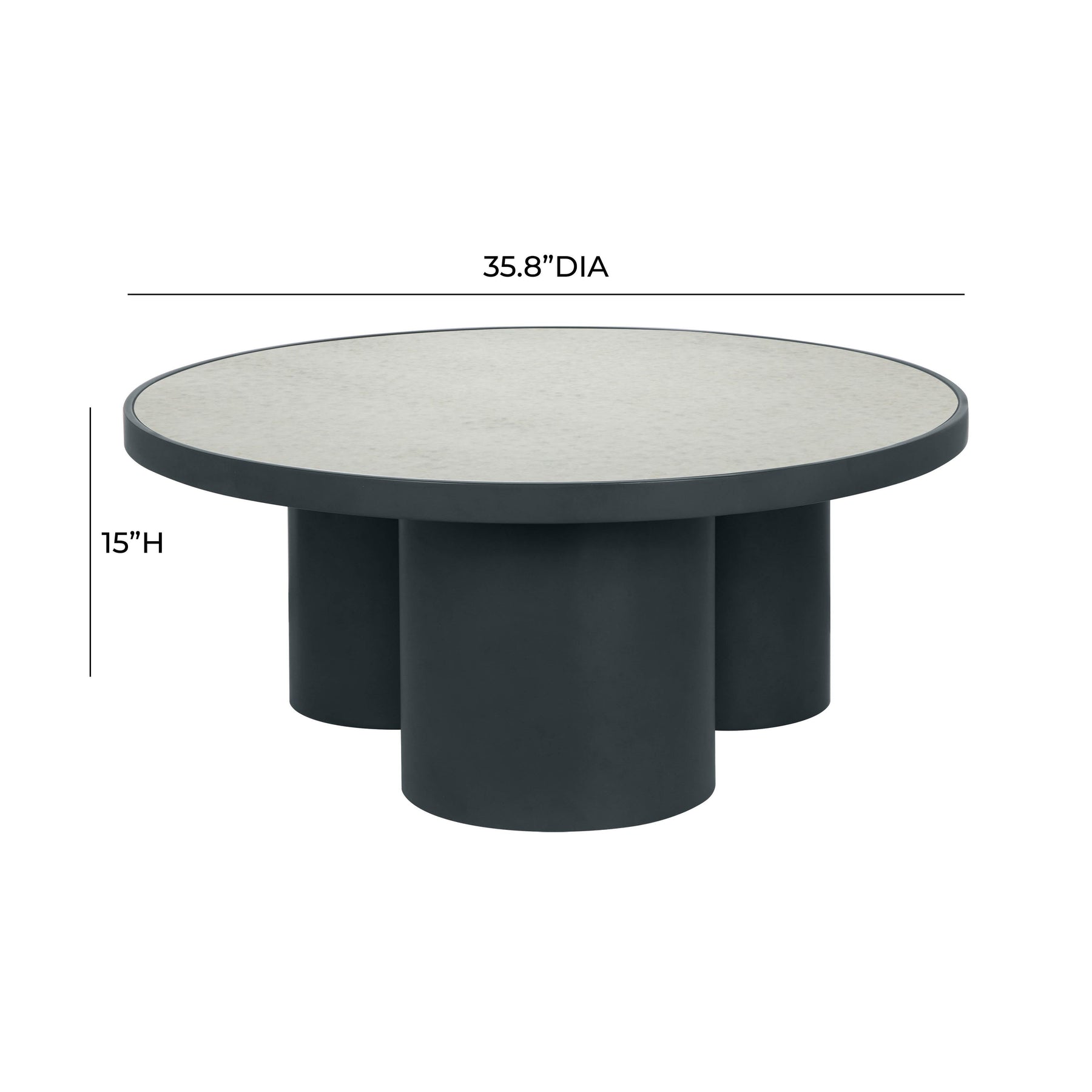 Nautilus 36" Antique Silver Mirrored Round Coffee Table