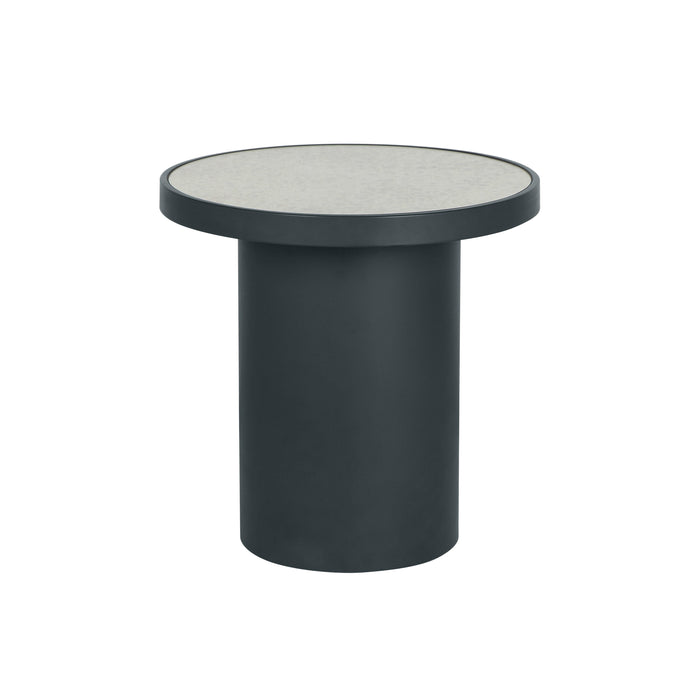 Nautilus Antique Silver Mirrored Round Side Table