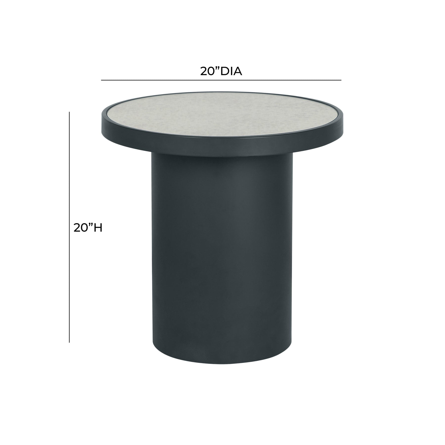 Nautilus Antique Silver Mirrored Round Side Table