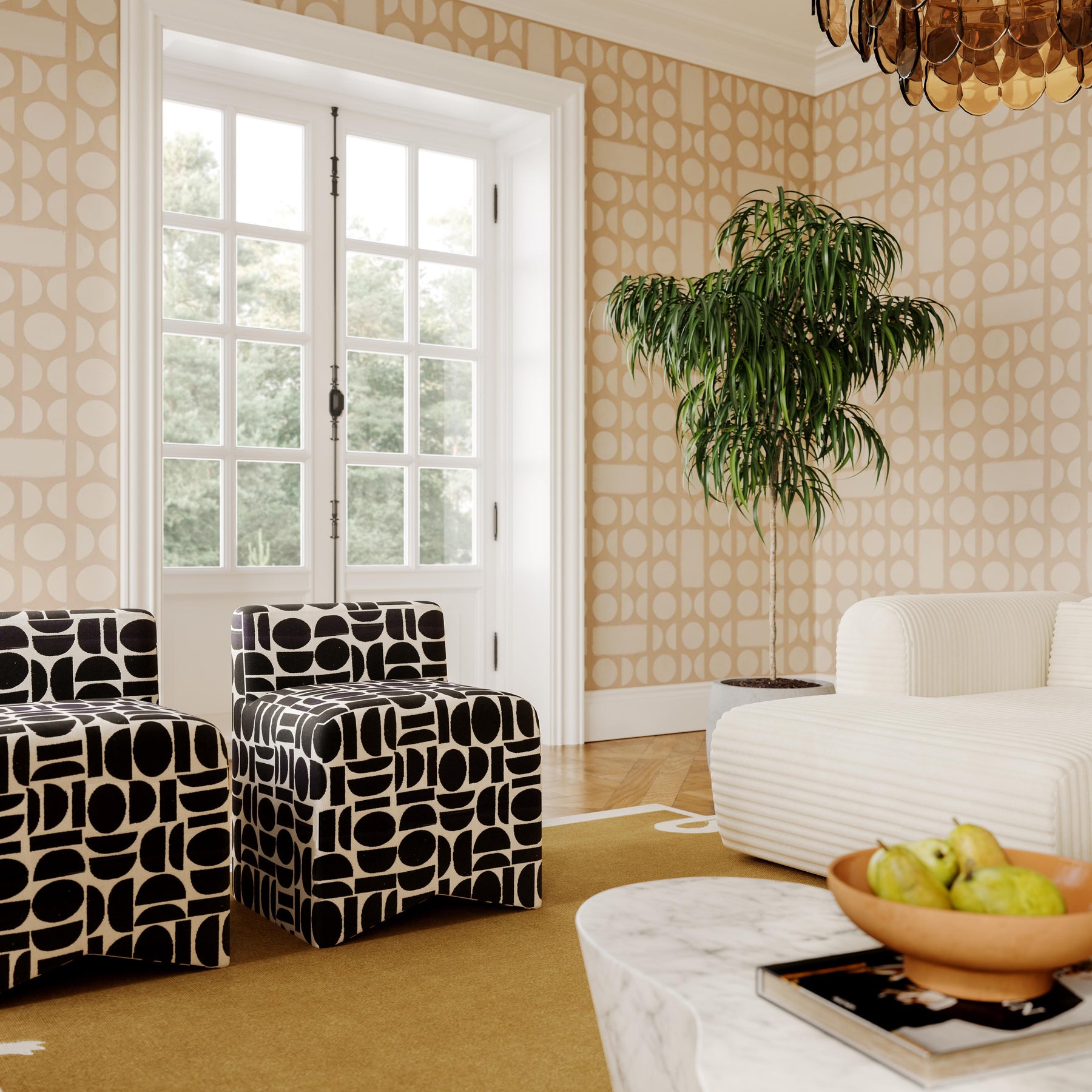 Pippa Geometric Performance Jacquard Weave Accent Stool