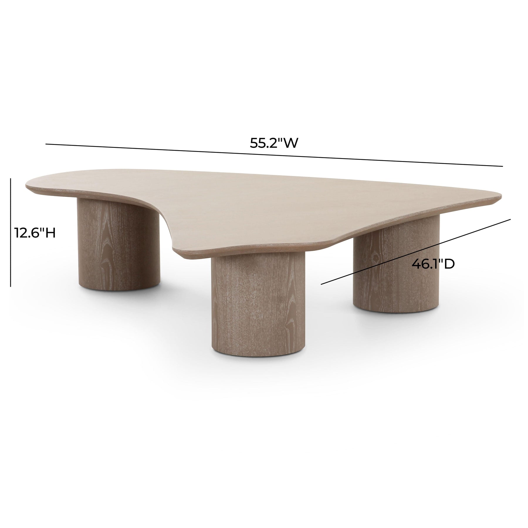 Rhema 55" Washed Ash Organic Low Coffee Table