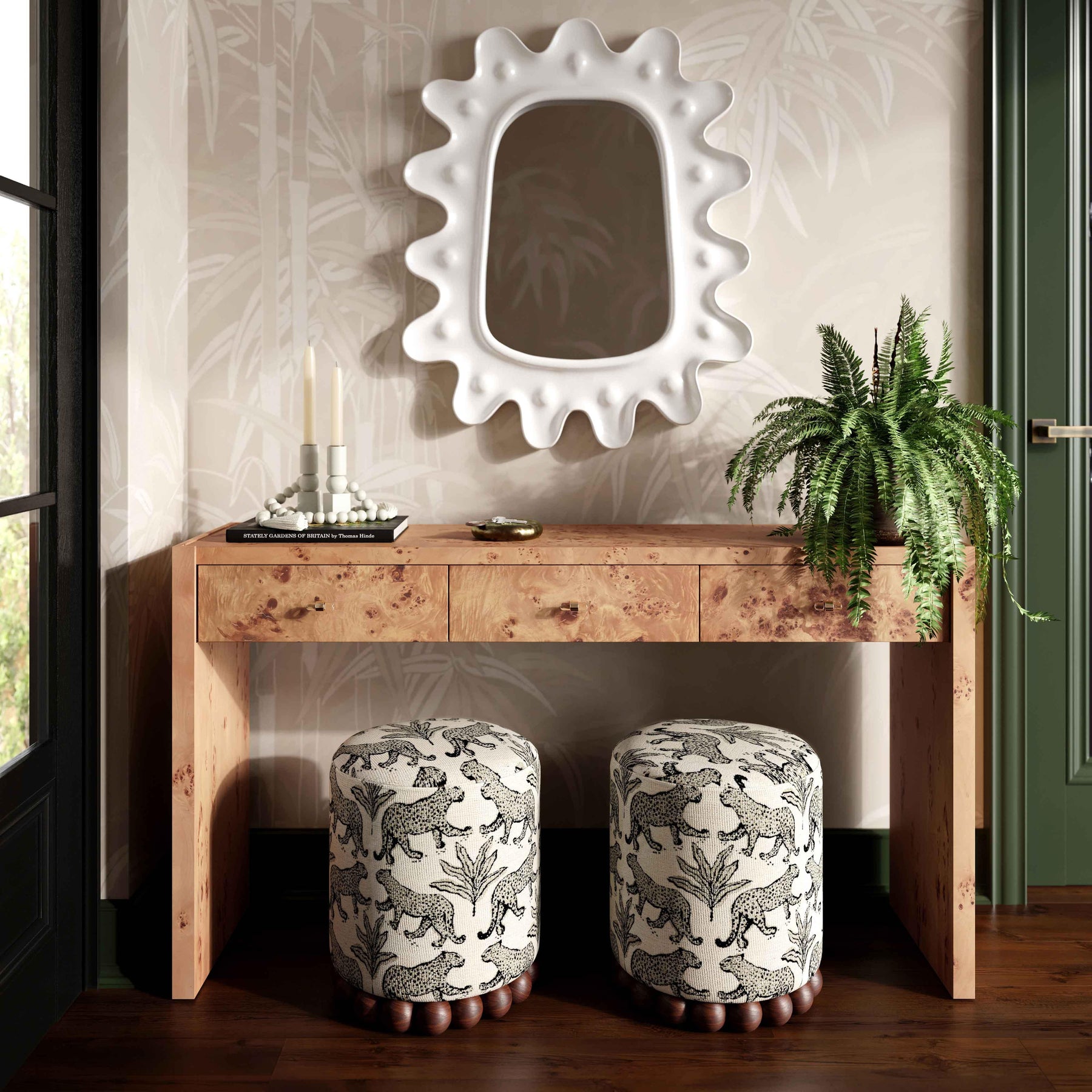 Dex Leopard Performance Jacquard Ottoman