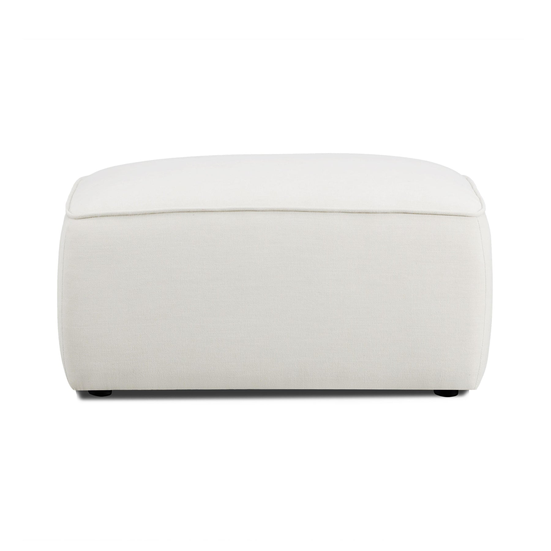 Travie Sand Upcycled Performance Linen Ottoman