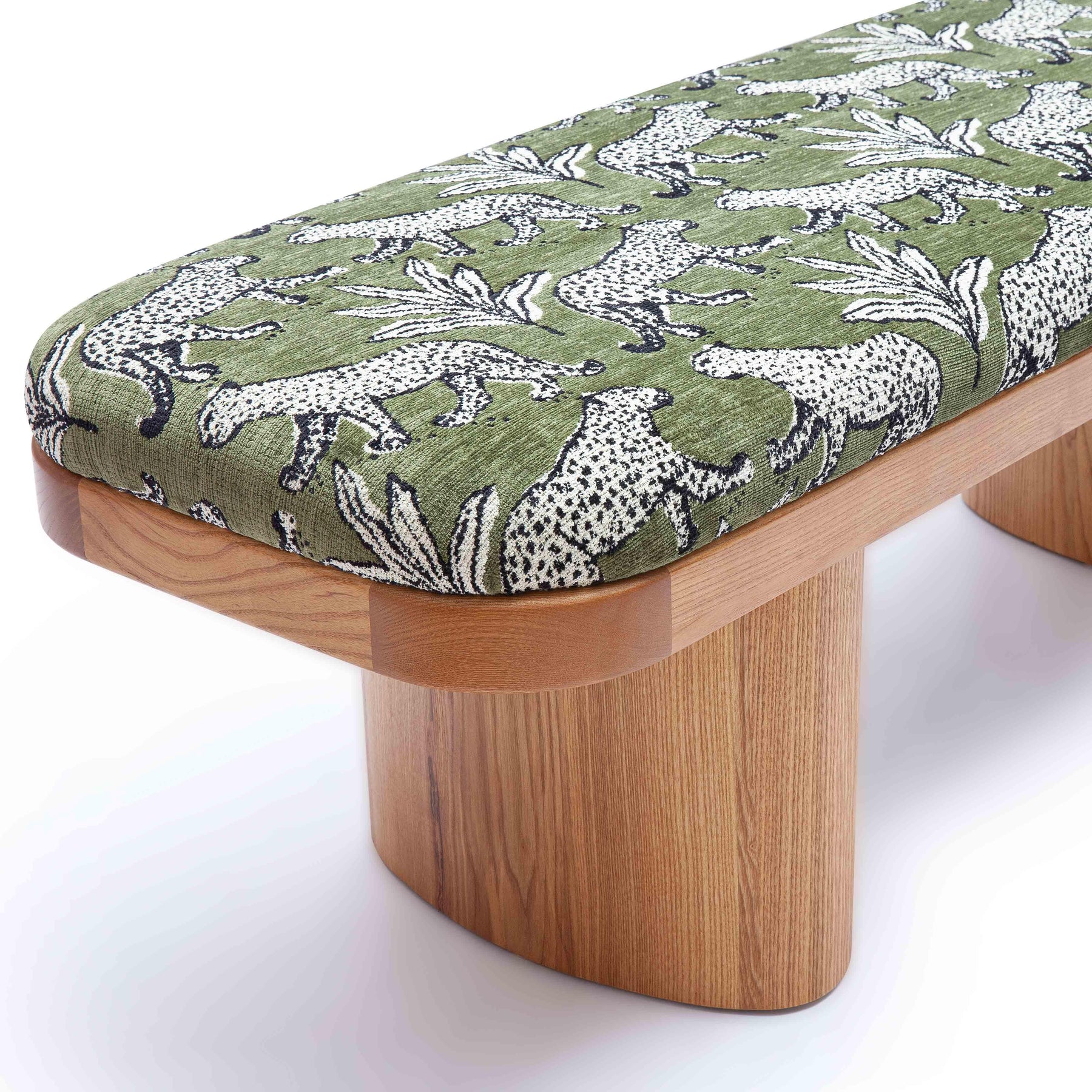 Ollie 48" Olive Green Leopard Performance Jacquard Bench