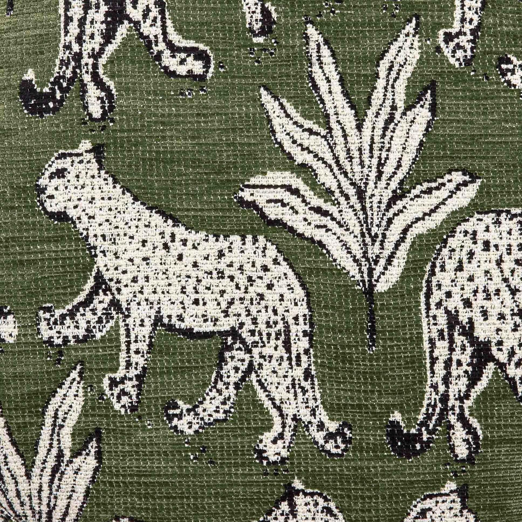 Ollie 48" Olive Green Leopard Performance Jacquard Bench