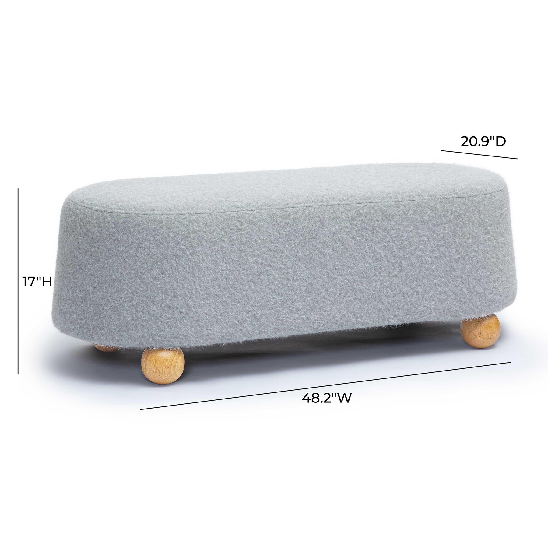 Jaine 48" Contract-Grade Faux Mohair Large Ottoman