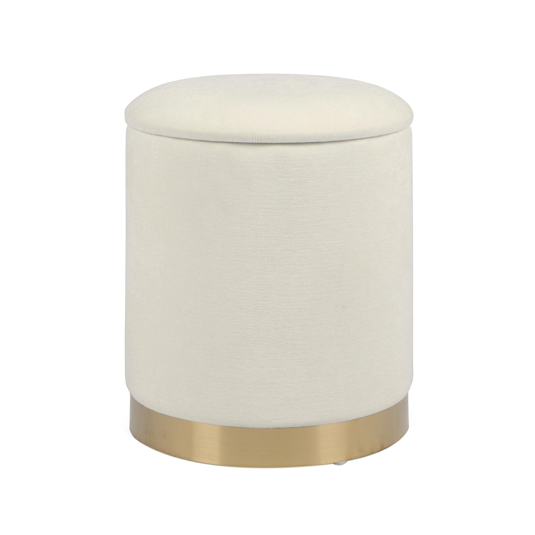 Zoe Cream Chenille Storage Ottoman