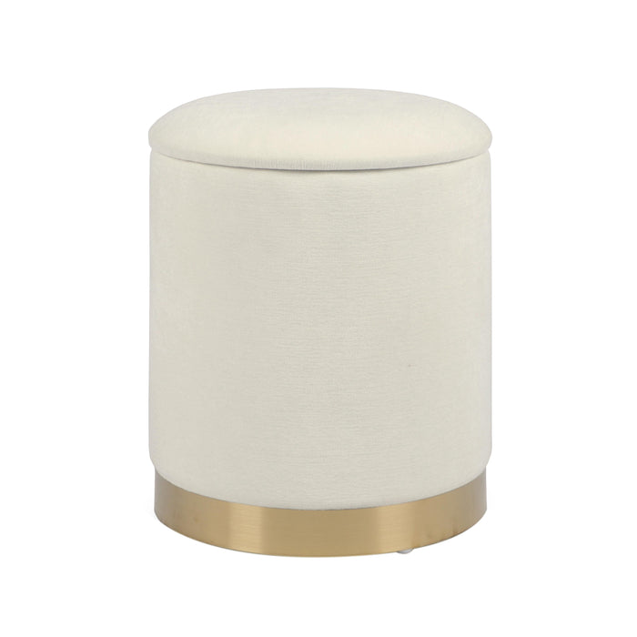Zoe Cream Chenille Storage Ottoman