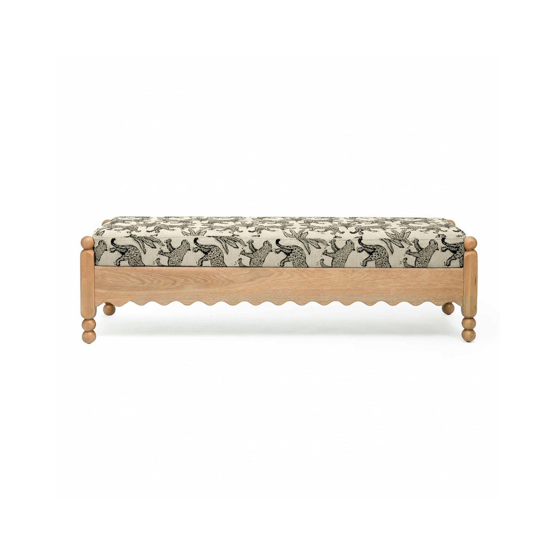 Thelma 56" Leopard Performance Jacquard Fabric Bench