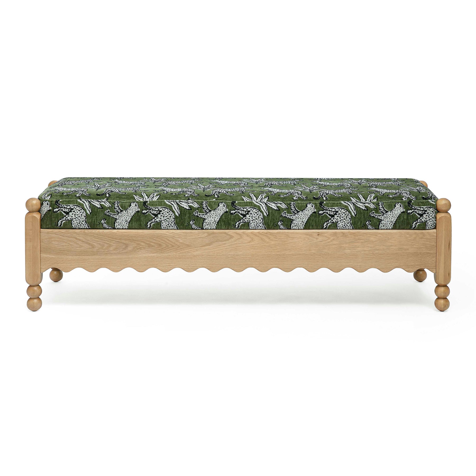 Thelma 56" Leopard Performance Jacquard Fabric Bench