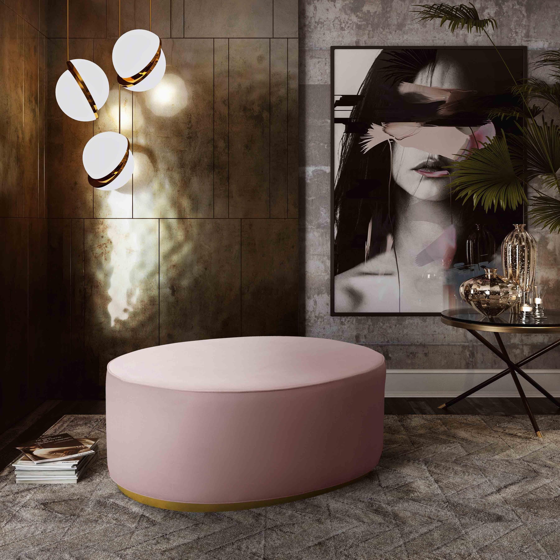 Scarlett Performance Velvet Oval Ottoman