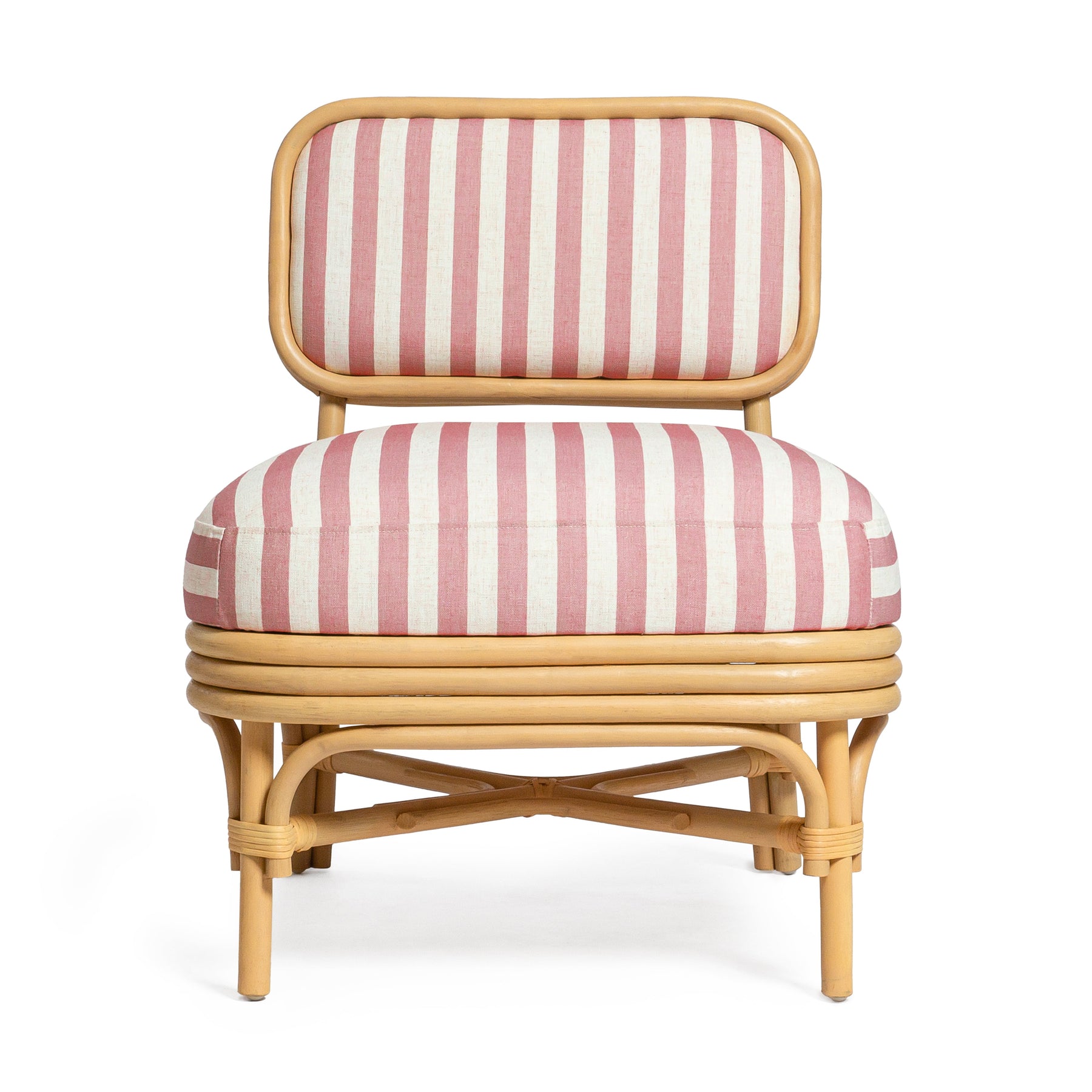 Dorine Striped Performance Linen & Rattan Accent Chair