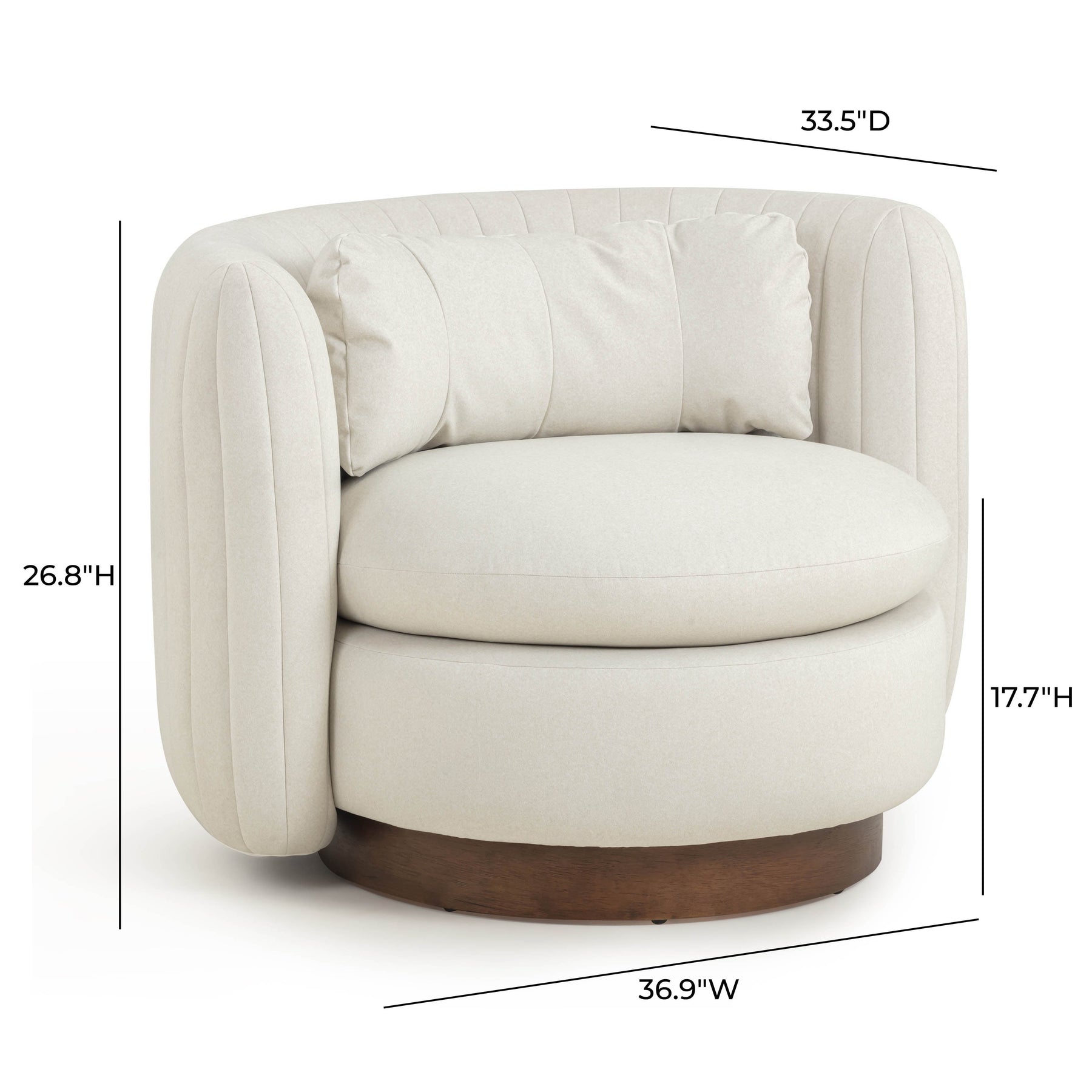 Nura Cream Performance Vegan Mohair Swivel Accent Chair