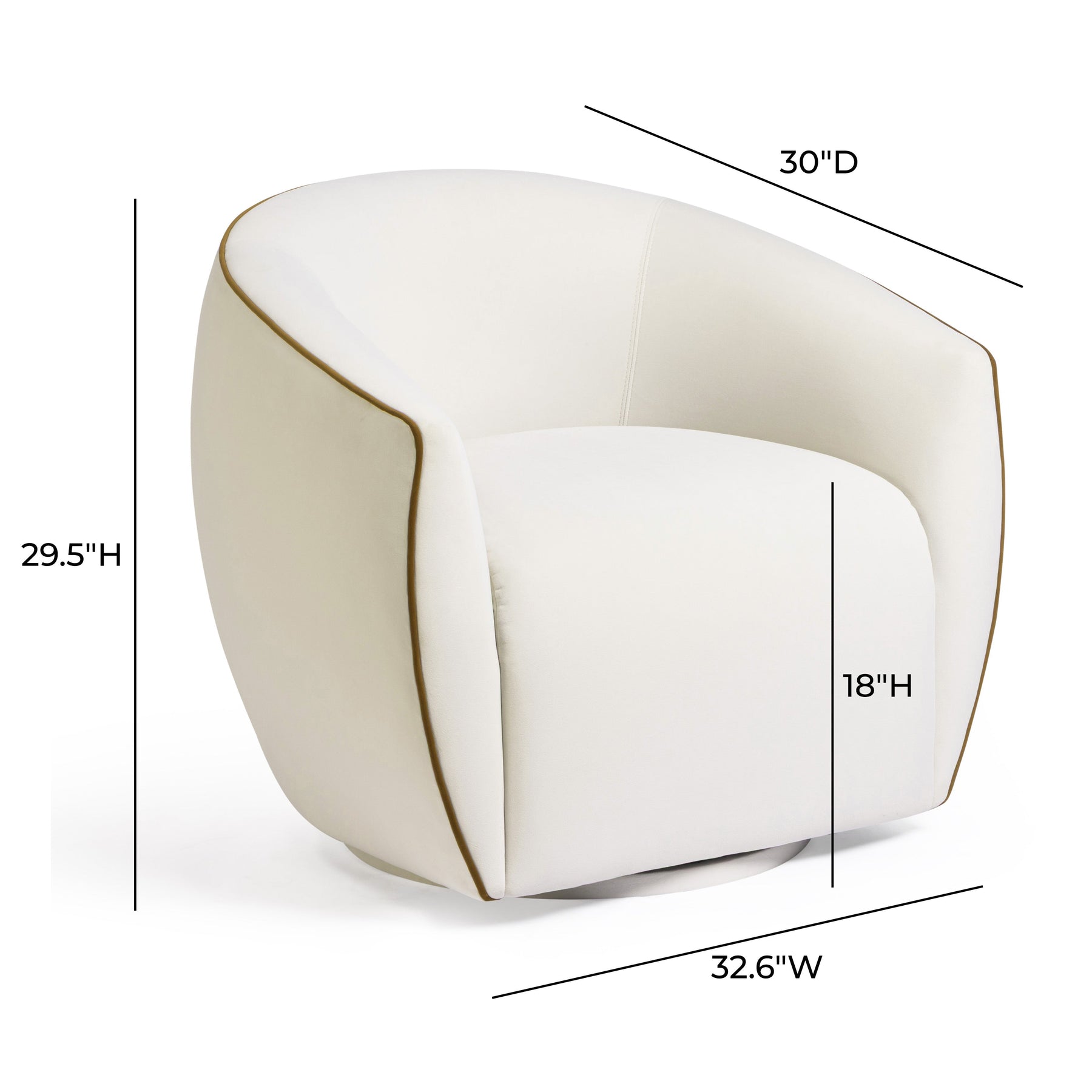 Jordan Contrast Piping Performance Velvet Swivel Accent Chair