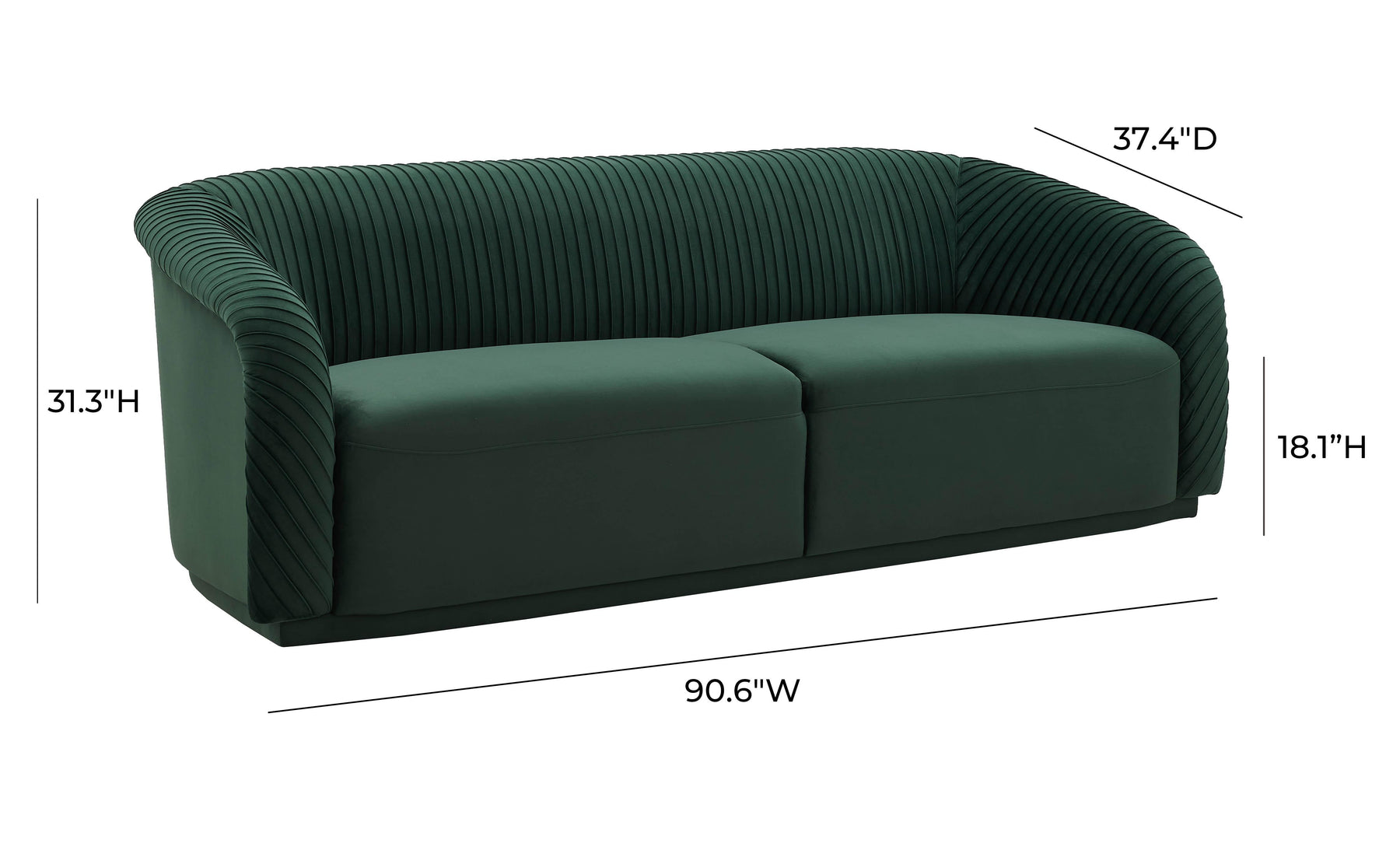 Yara 90.6" Pleated Performance Velvet Sofa