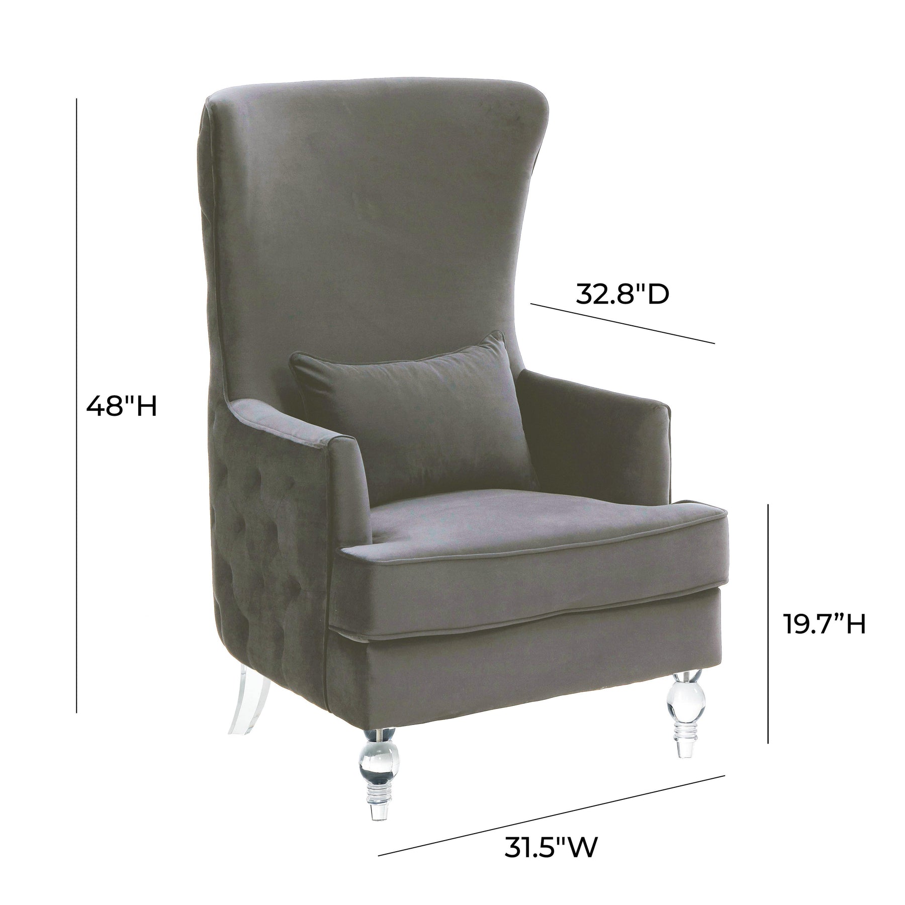 Aubree Performance Velvet Chair with Acrylic Legs