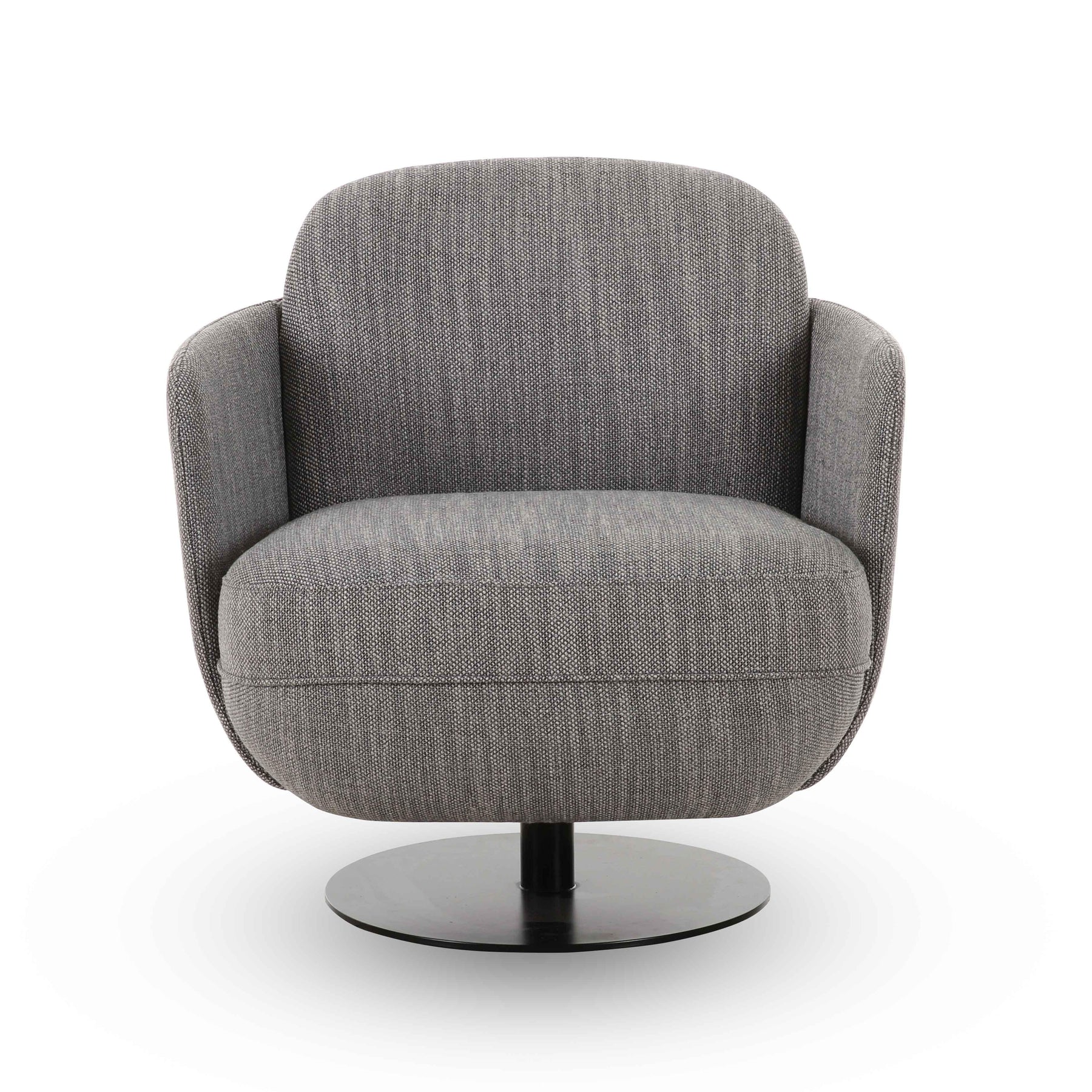 Solange Grey Textured Contract-Grade Weave Fabric Swivel Accent Chair