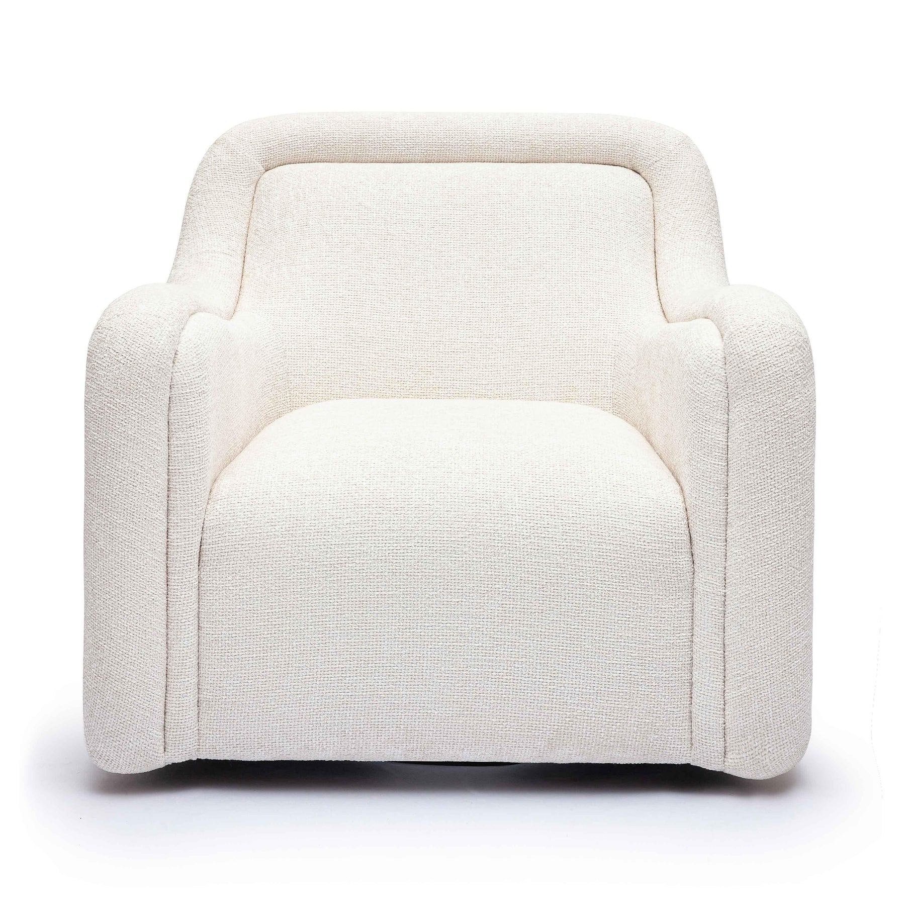 Charli Cream Performance Basketweave Chenille Swivel Chair
