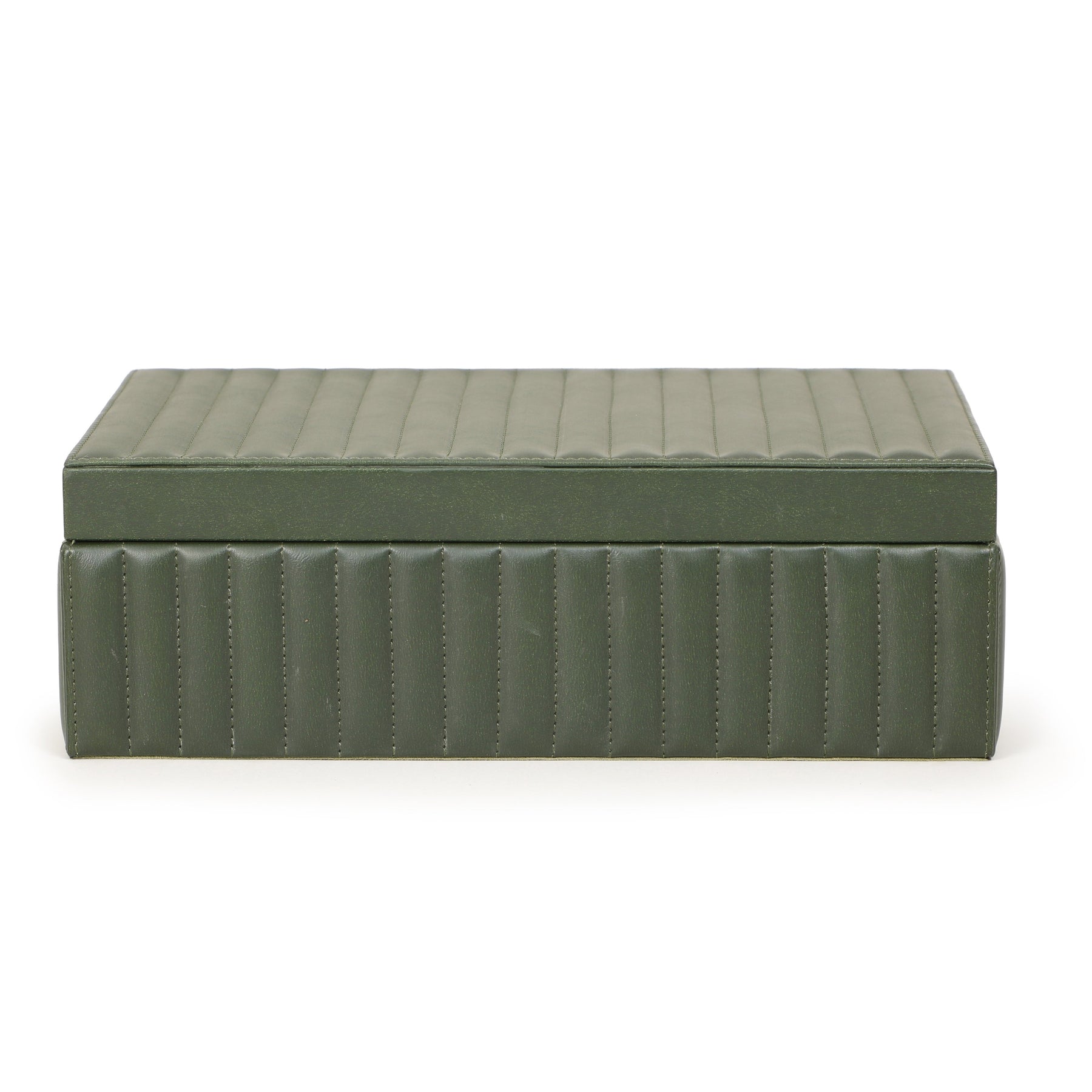 Eton Ribbed Green Vegan Leather Contract-Grade Storage Box