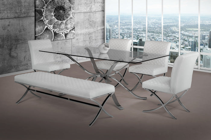 Adderley Modern Stainless Steel w/ Glass Top Dining Table