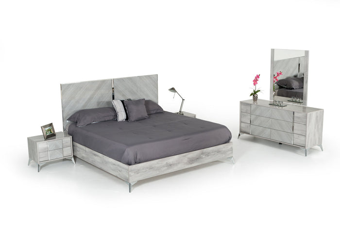 Alexa Italian Modern Grey Bedroom Set