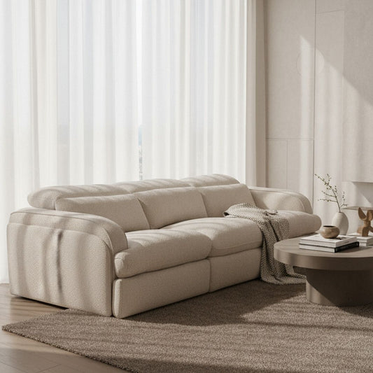 Ambler - Modern Off-White Fabric Sofa w/ 2 Power Recliners